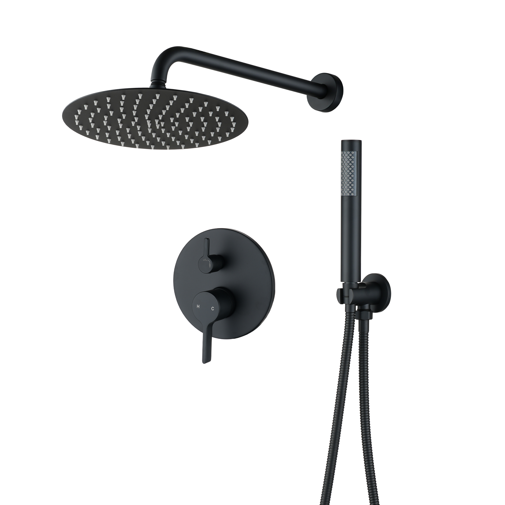 10" Round Shower System with Handheld Brass Showerhead