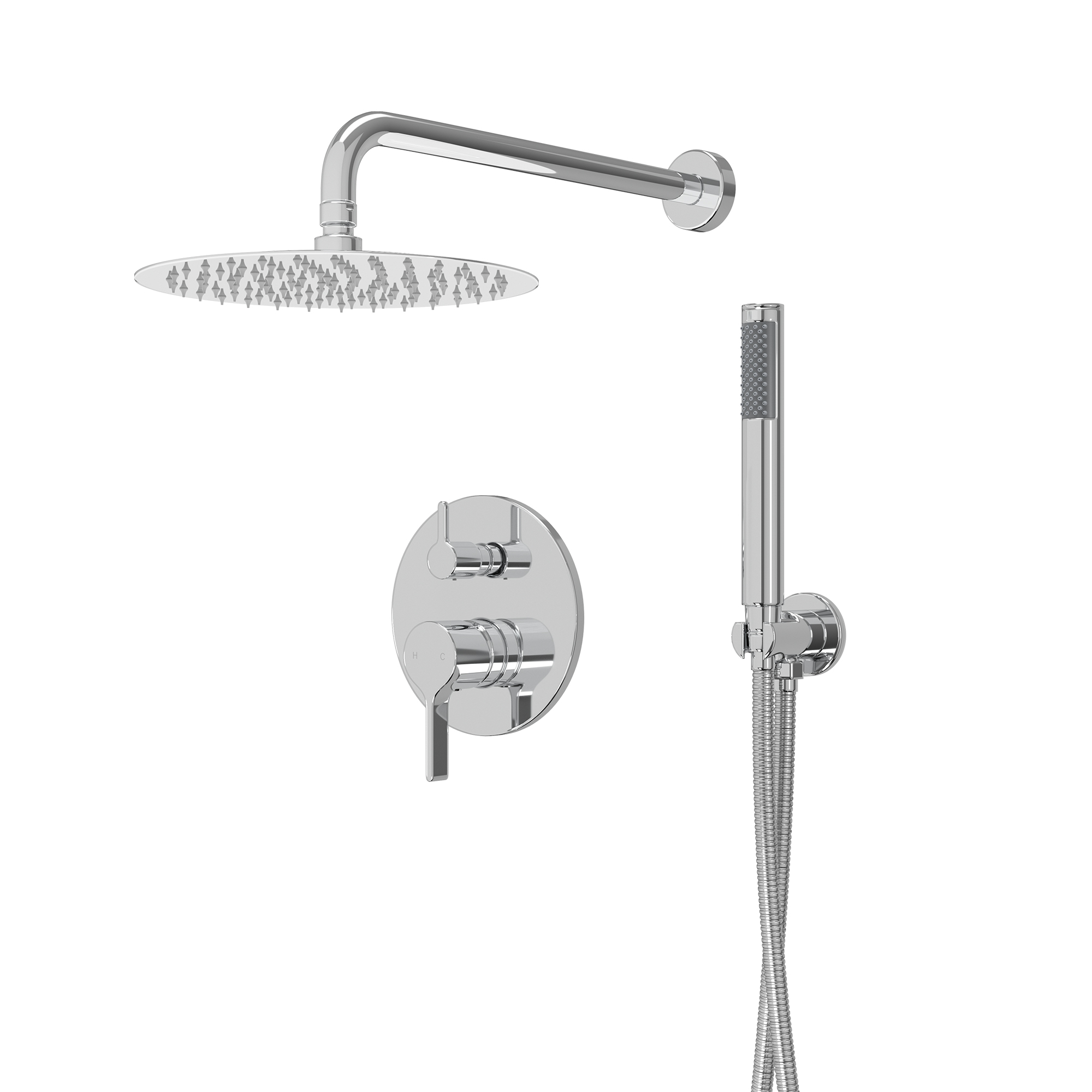 10" Round Shower System with Handheld Brass Showerhead