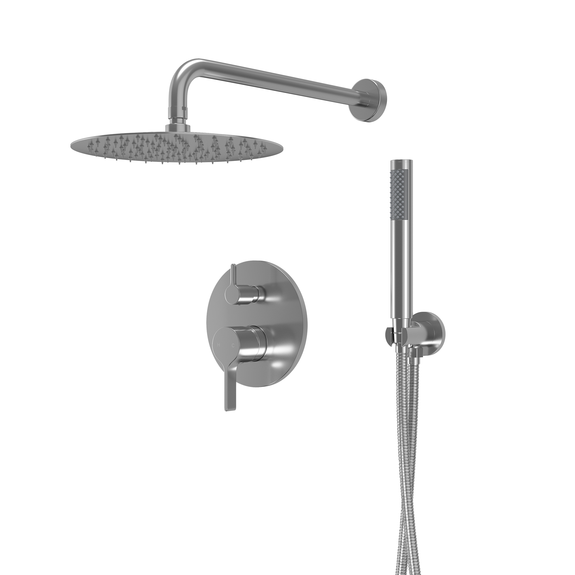 10" Round Shower System with Handheld Brass Showerhead