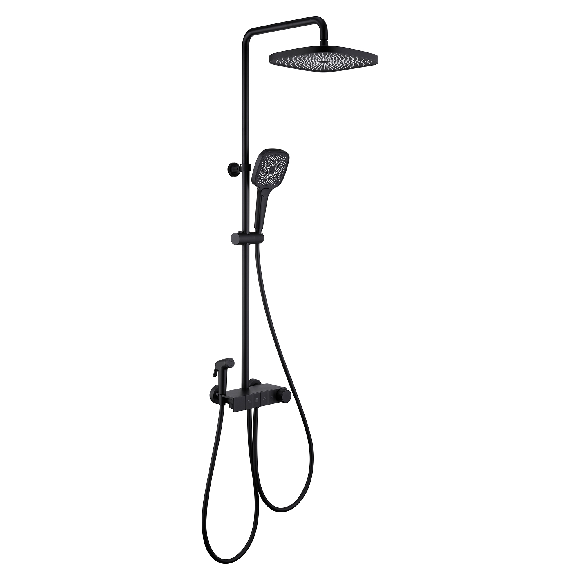 10-inch 4-Function Thermostatic Exposed Shower System with Tub Spout & Handheld Bidet