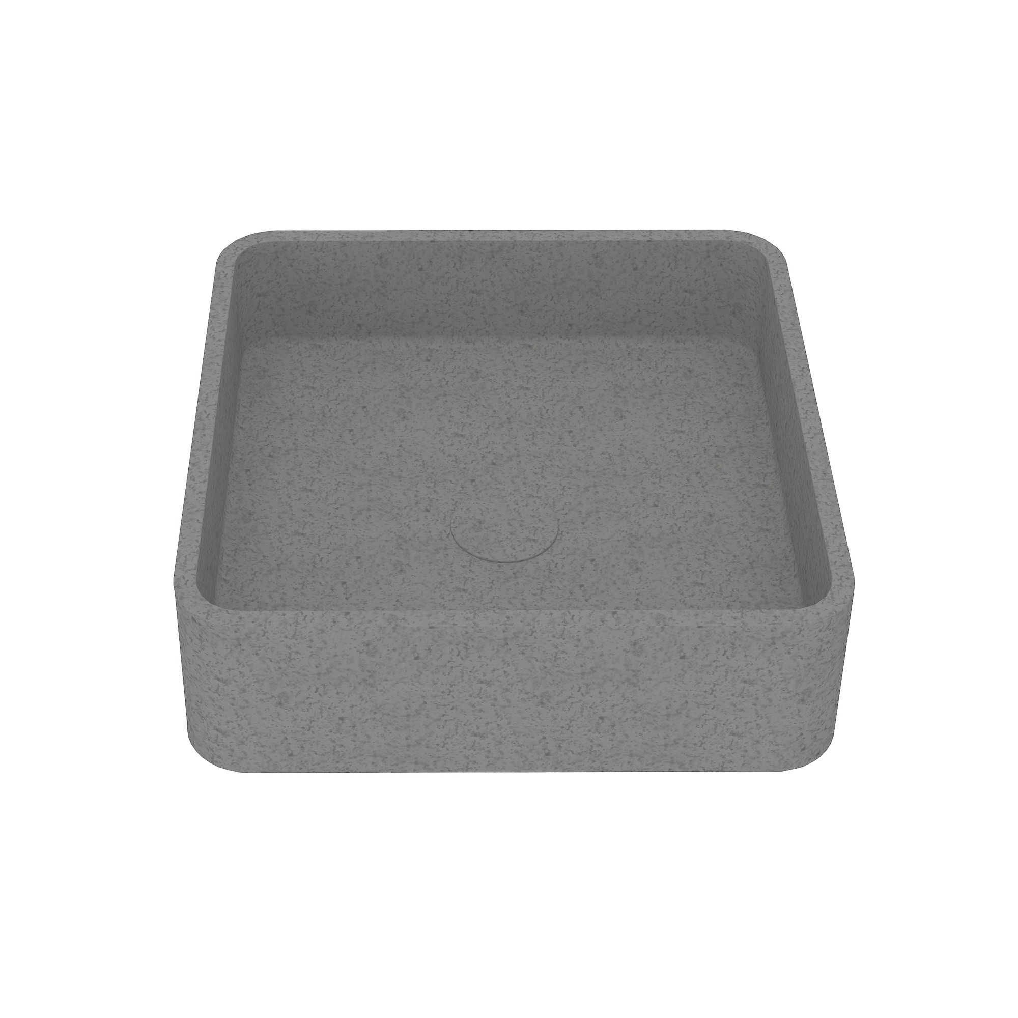 15in Bathroom Concrete Square Vessel Sink with Drainer in Mottled Bluish Grey / Cold Concrete Grey / Taupe Clay