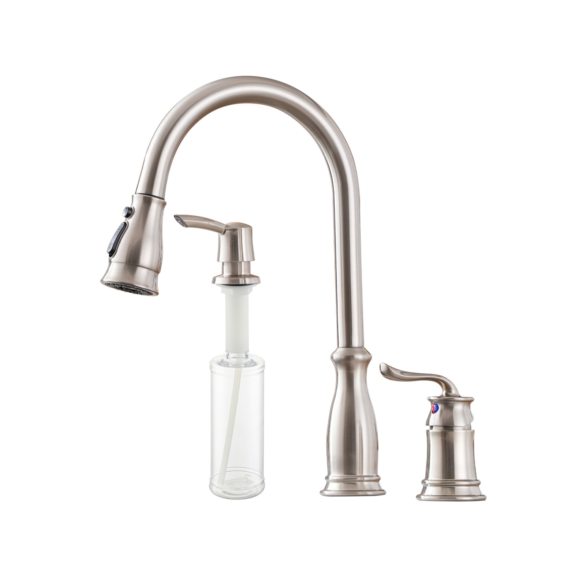 3-Spray Patterns 1.8 GPM Single Handle Pull Down Sprayer Kitchen Faucet with Soap Dispenser