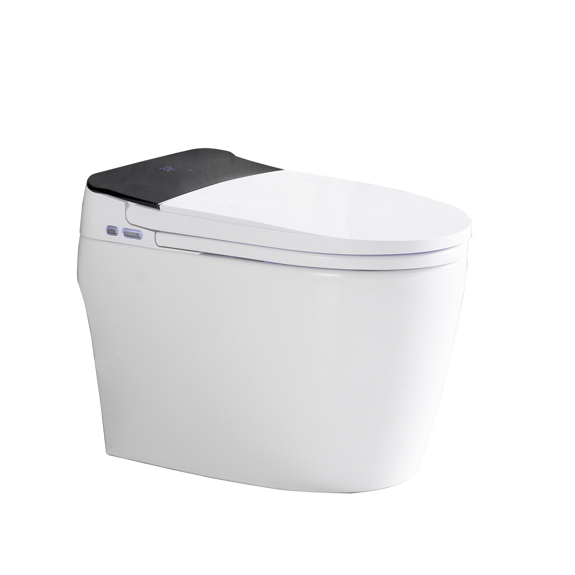 Smart Elongated Toilet with Built-in Heated Bidet Seat & Side Button