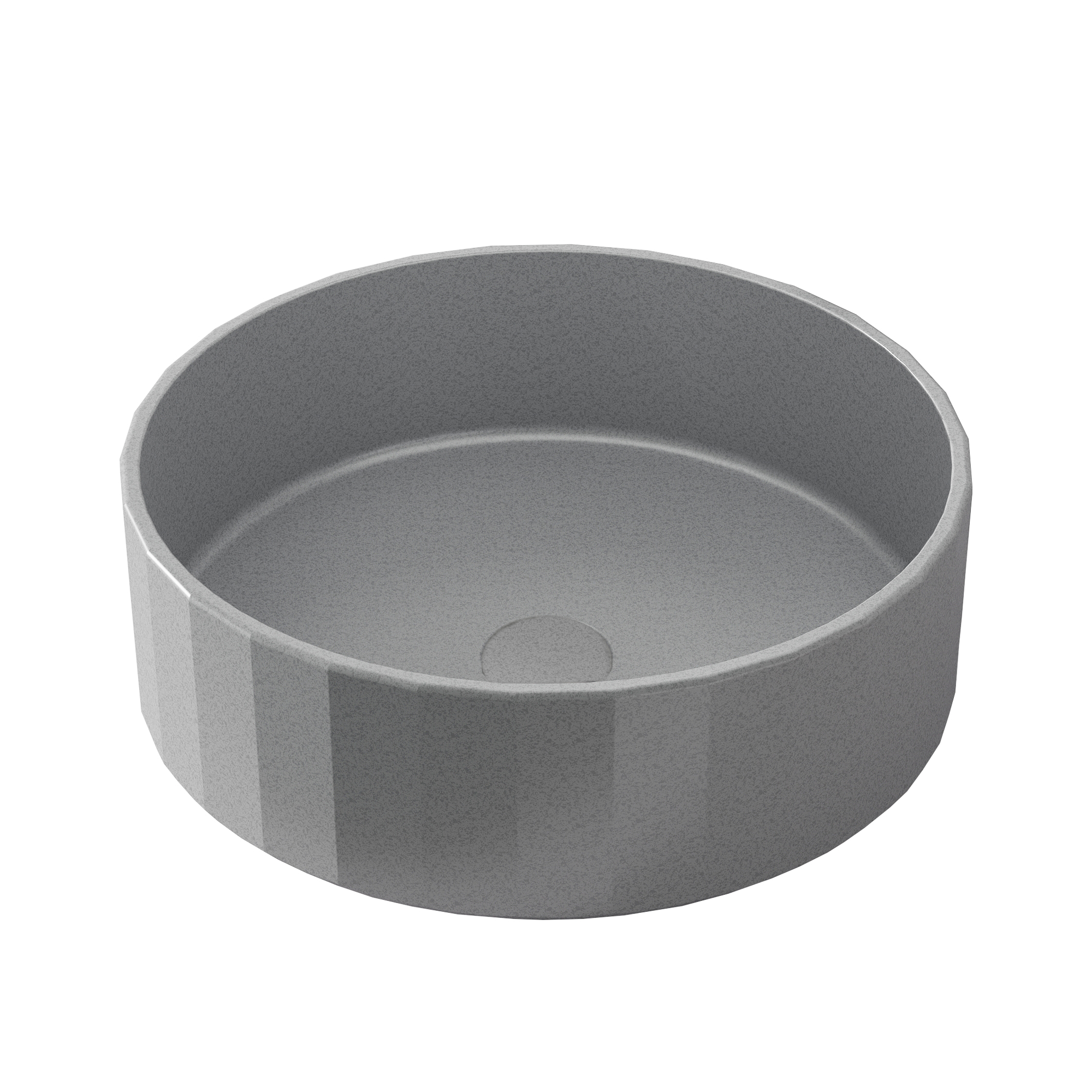 17in Bathroom Concrete Round Vessel Sink with Drainer in Black Earth / Mottled Bluish Grey / Taupe Clay