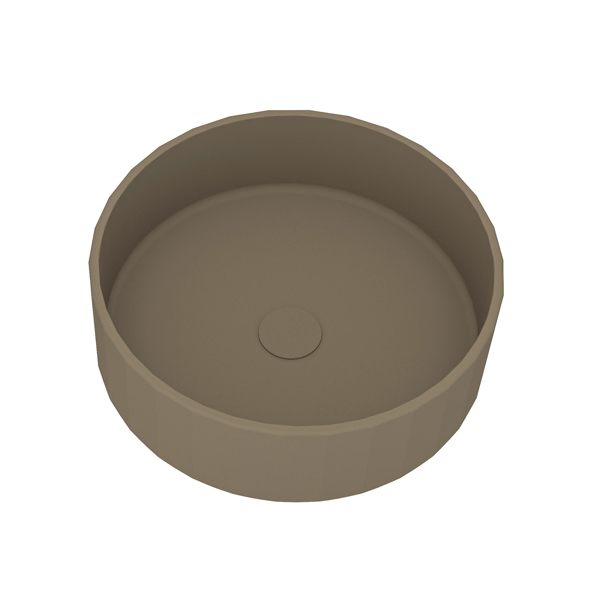 17in Bathroom Concrete Round Vessel Sink with Drainer in Black Earth / Mottled Bluish Grey / Taupe Clay