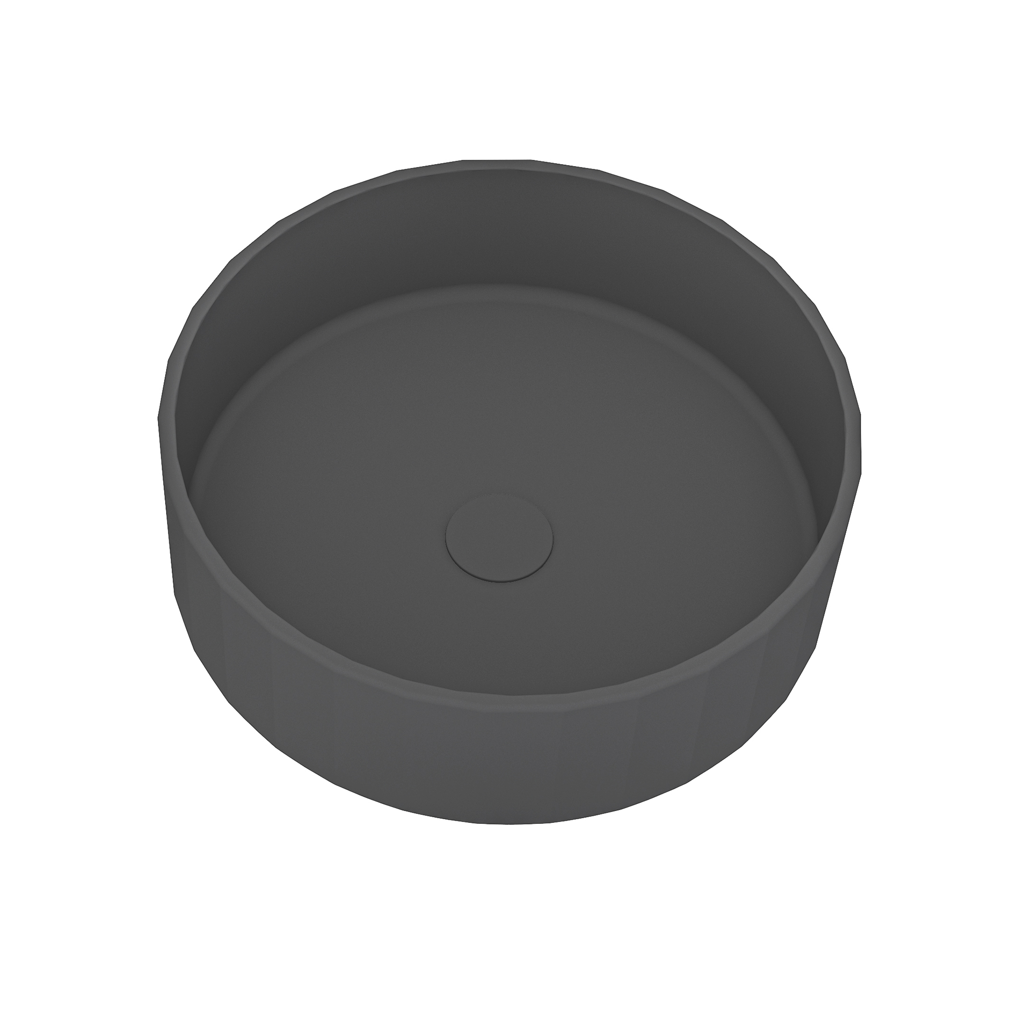 17in Bathroom Concrete Round Vessel Sink with Drainer in Black Earth / Mottled Bluish Grey / Taupe Clay