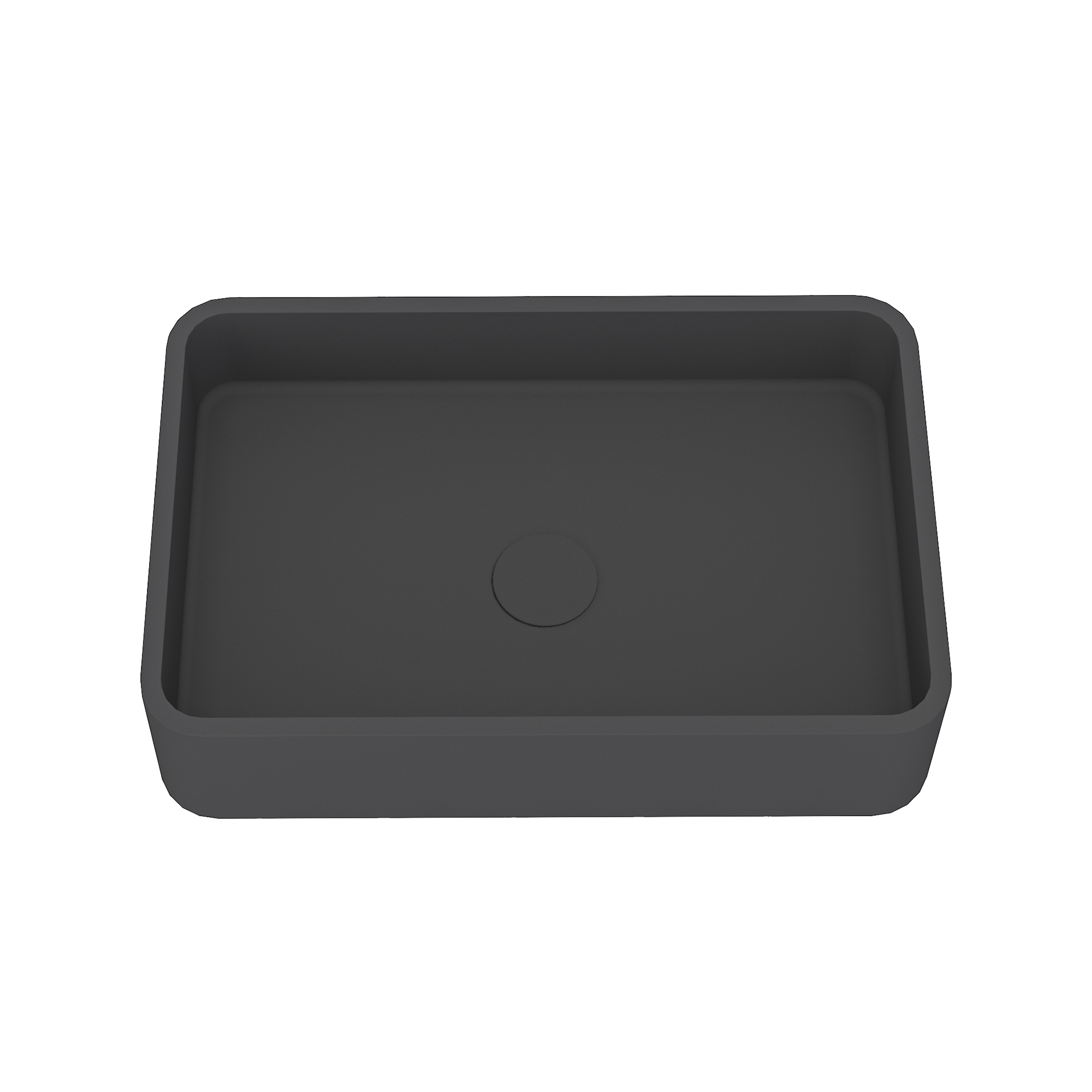 19in Bathroom Concrete Rectangular Vessel Sink with Drainer in Black Earth / Blue Ashes / Taupe Clay