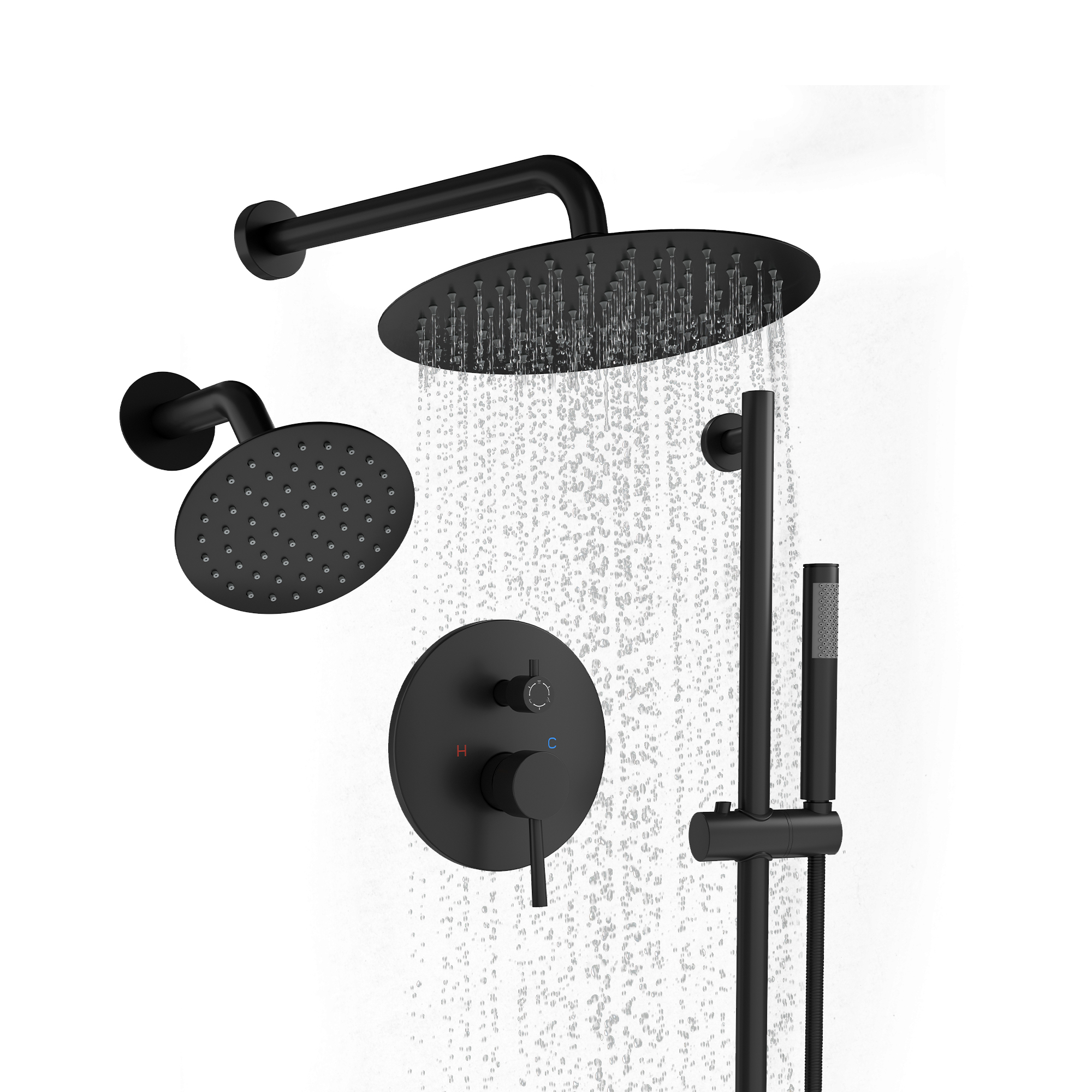10-inch 3-Function Dual Shower Head System with 6 Position Settings & Slide Bar