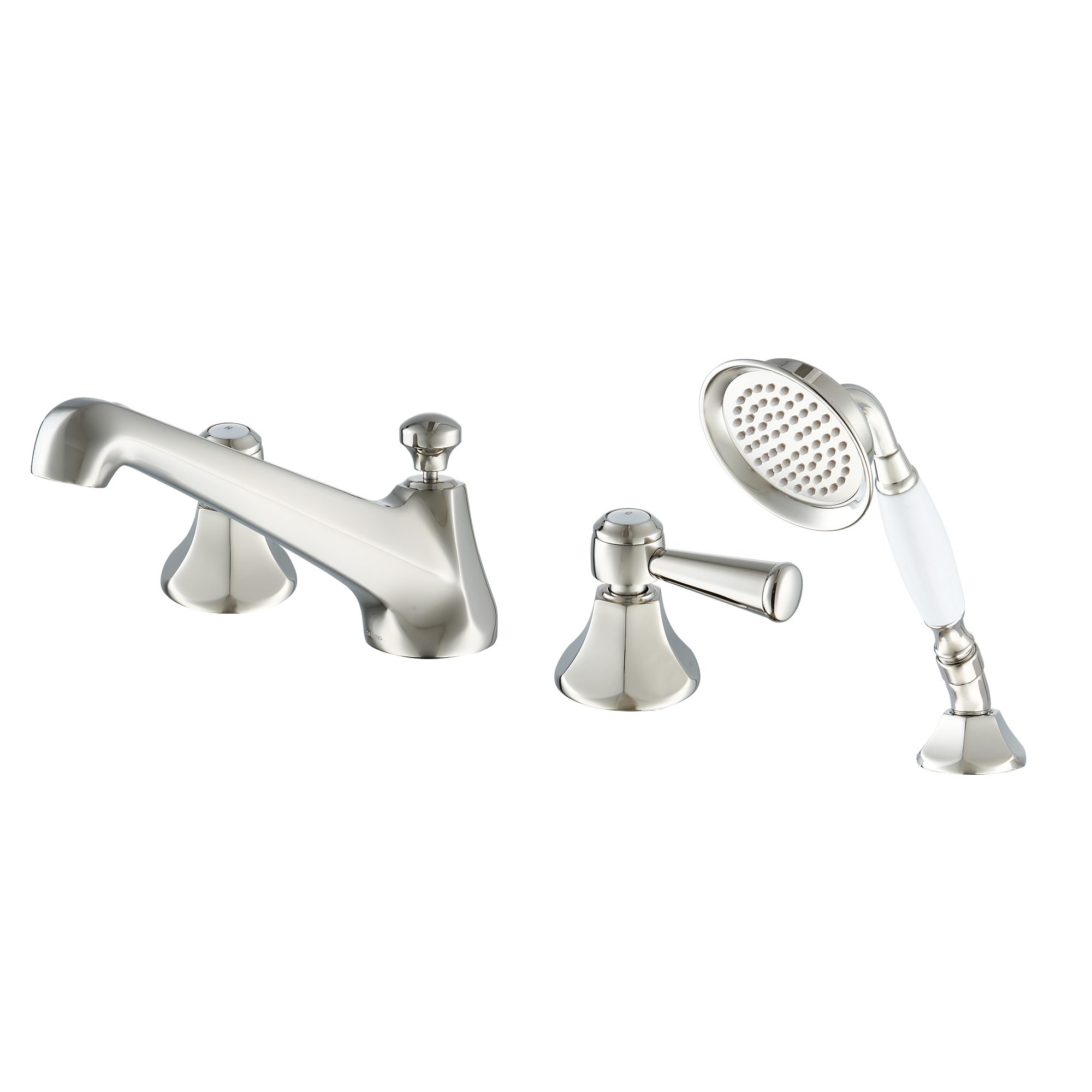 Polished Nickel Bathtub Faucet with Hand Shower Set - HEXAGON