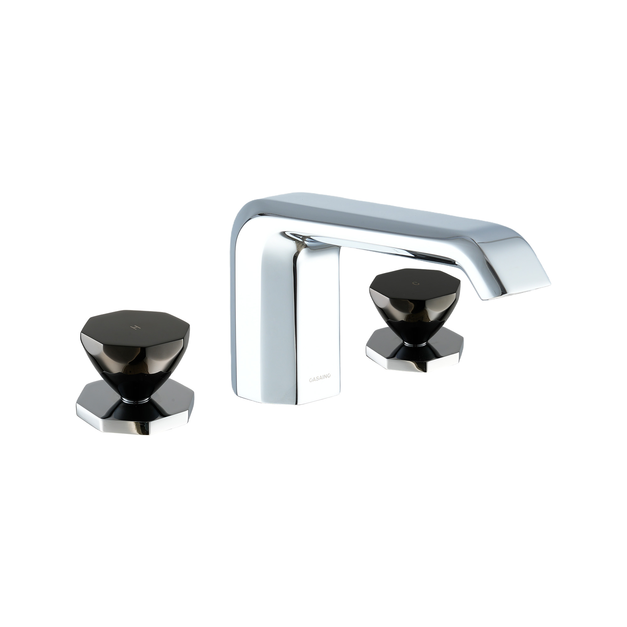 Chrome Widespread Bathroom Faucet with Black PVD Octagonal Handles - OCTAGON