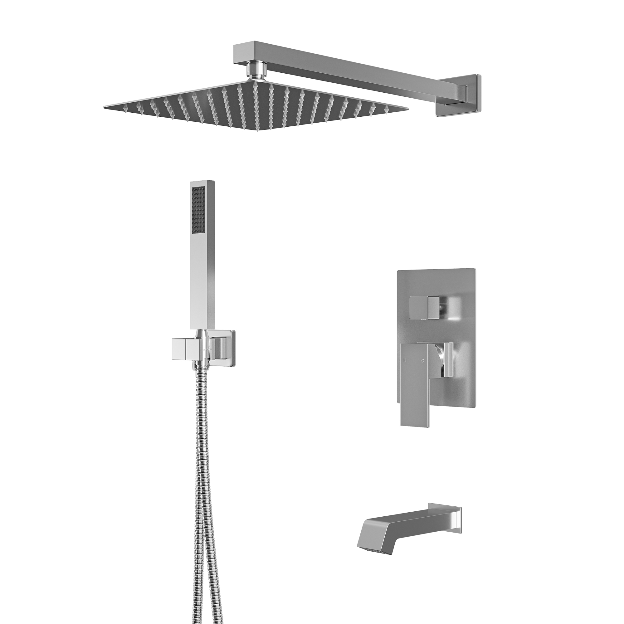 10" Three Function Pressure Balance Shower System with Valve Included