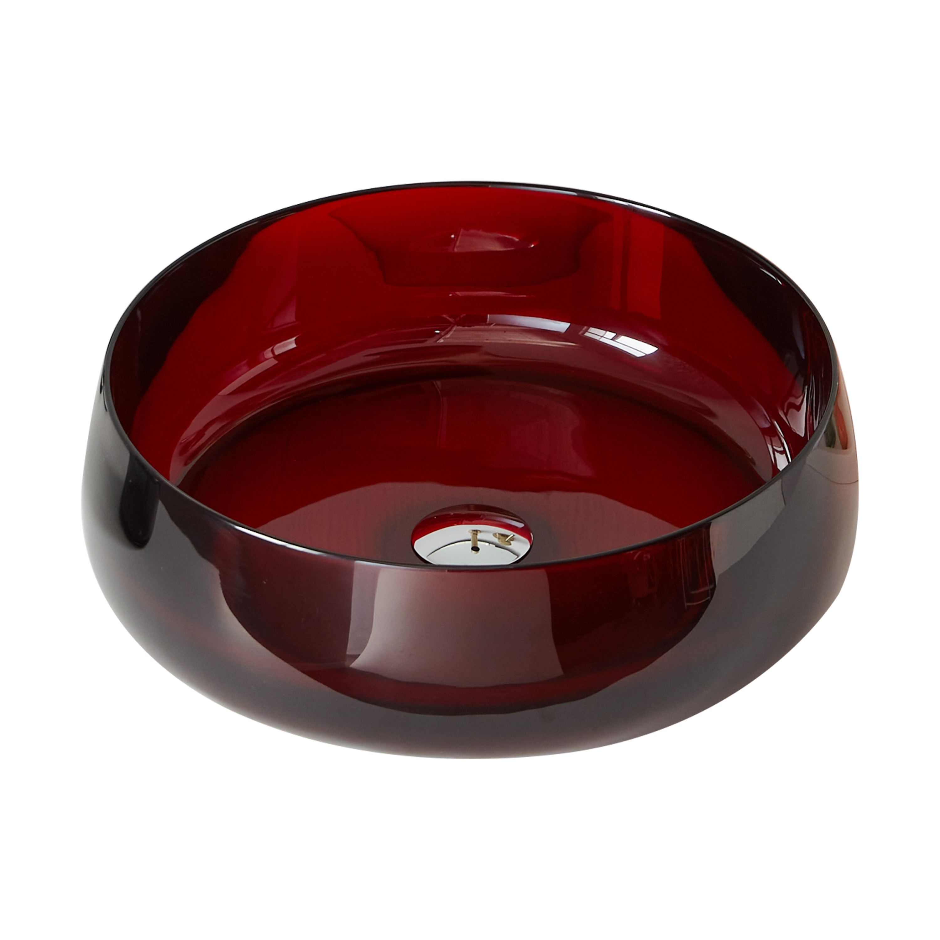 17.7" Round Transparent Resin Bathroom Vessel Sink with Drainer