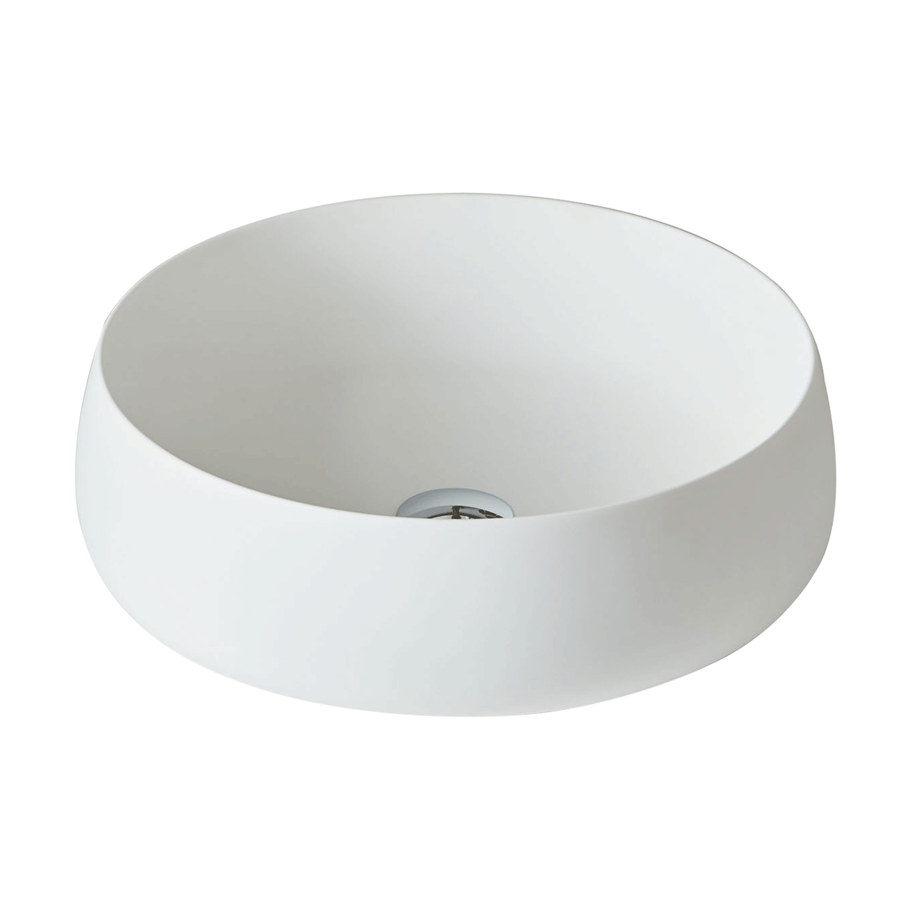 17.7" Round Solid Surface Bathroom Sink in Matte White