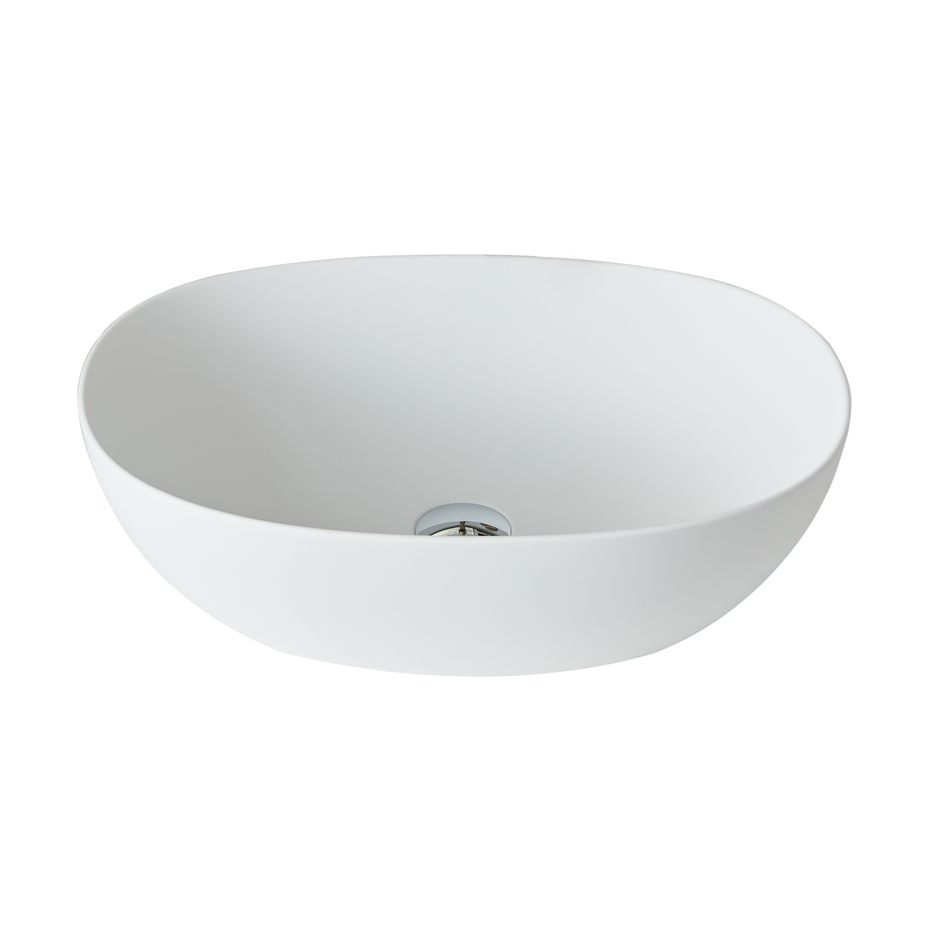 22" Oval Solid Surface Bathroom Vessel Sink in Matte White