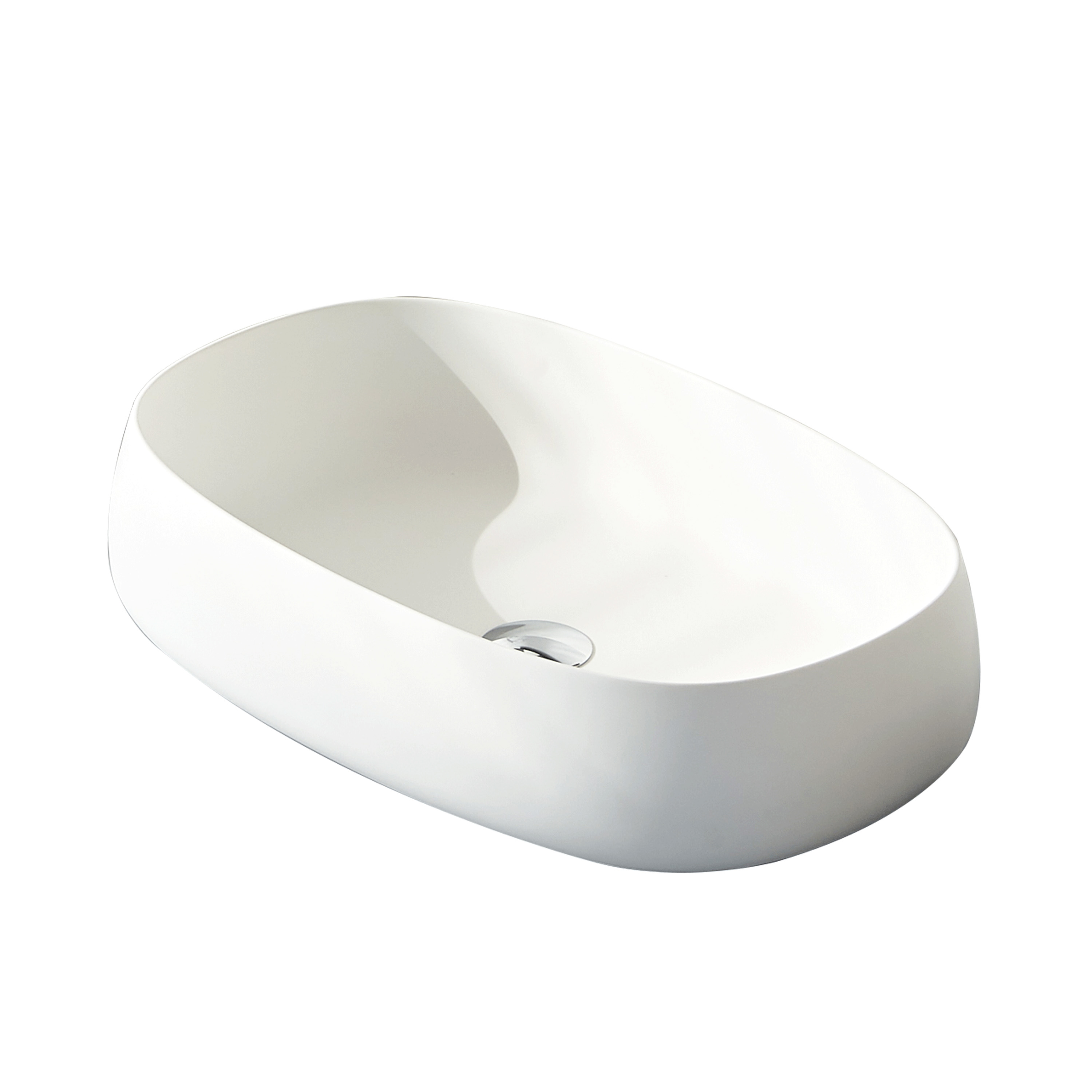 23" Oval Shape Solid Surface Bathroom Sink in Matte White