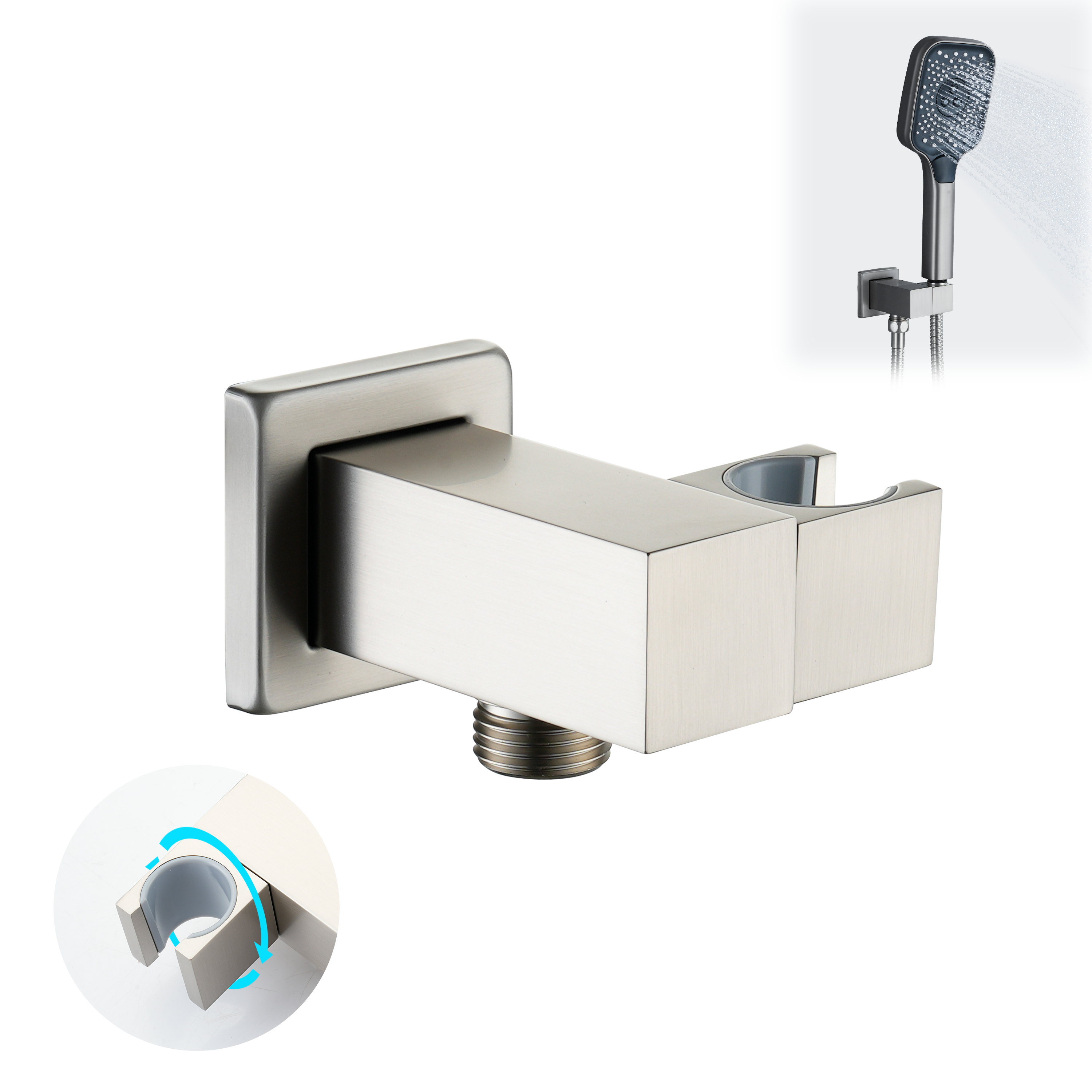 Square Brass Handheld Shower Holder with Adjustable Angle