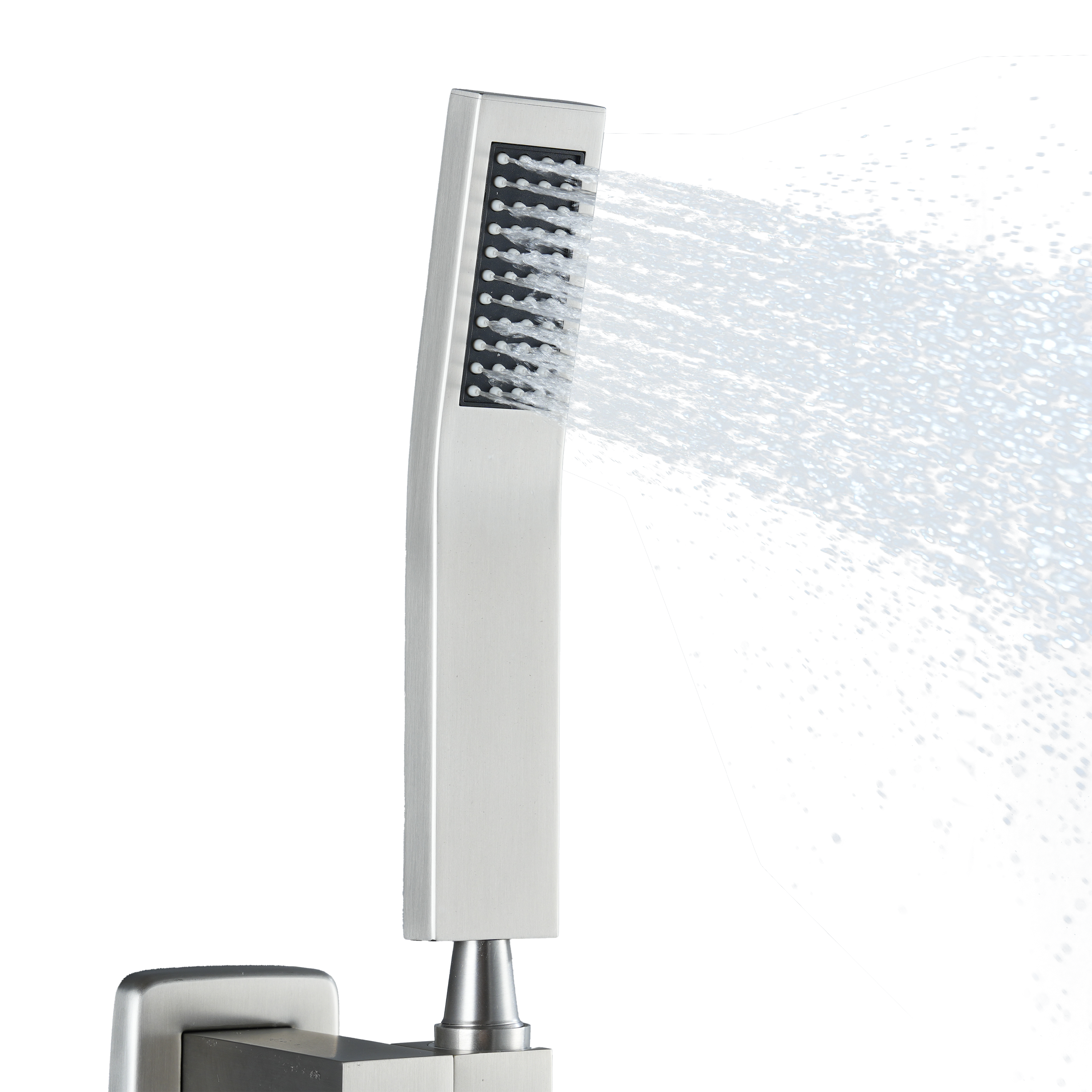 Curved Stainless Steel Handheld Shower Head with Anti-Clog Nozzles