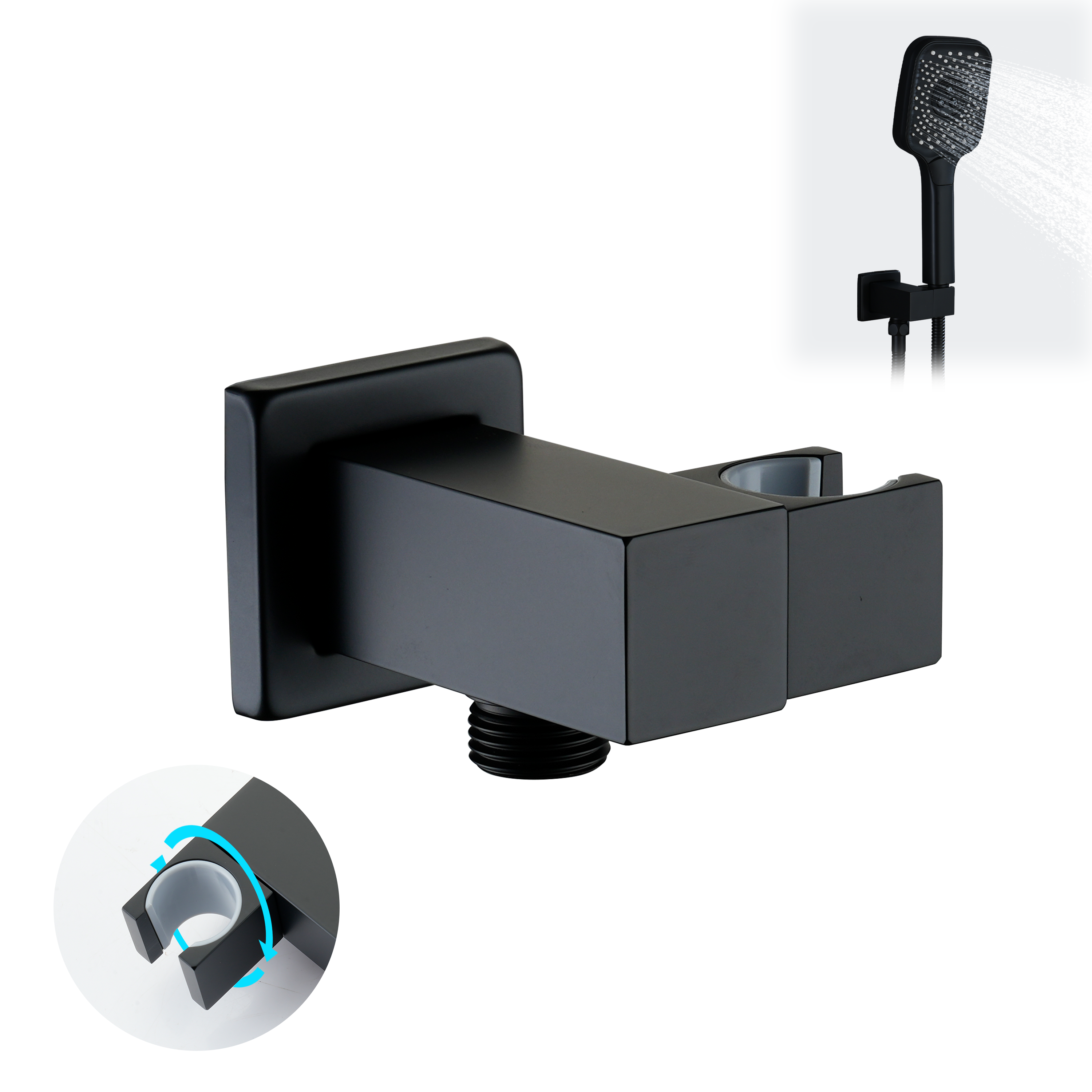 Square Brass Handheld Shower Holder with Adjustable Angle