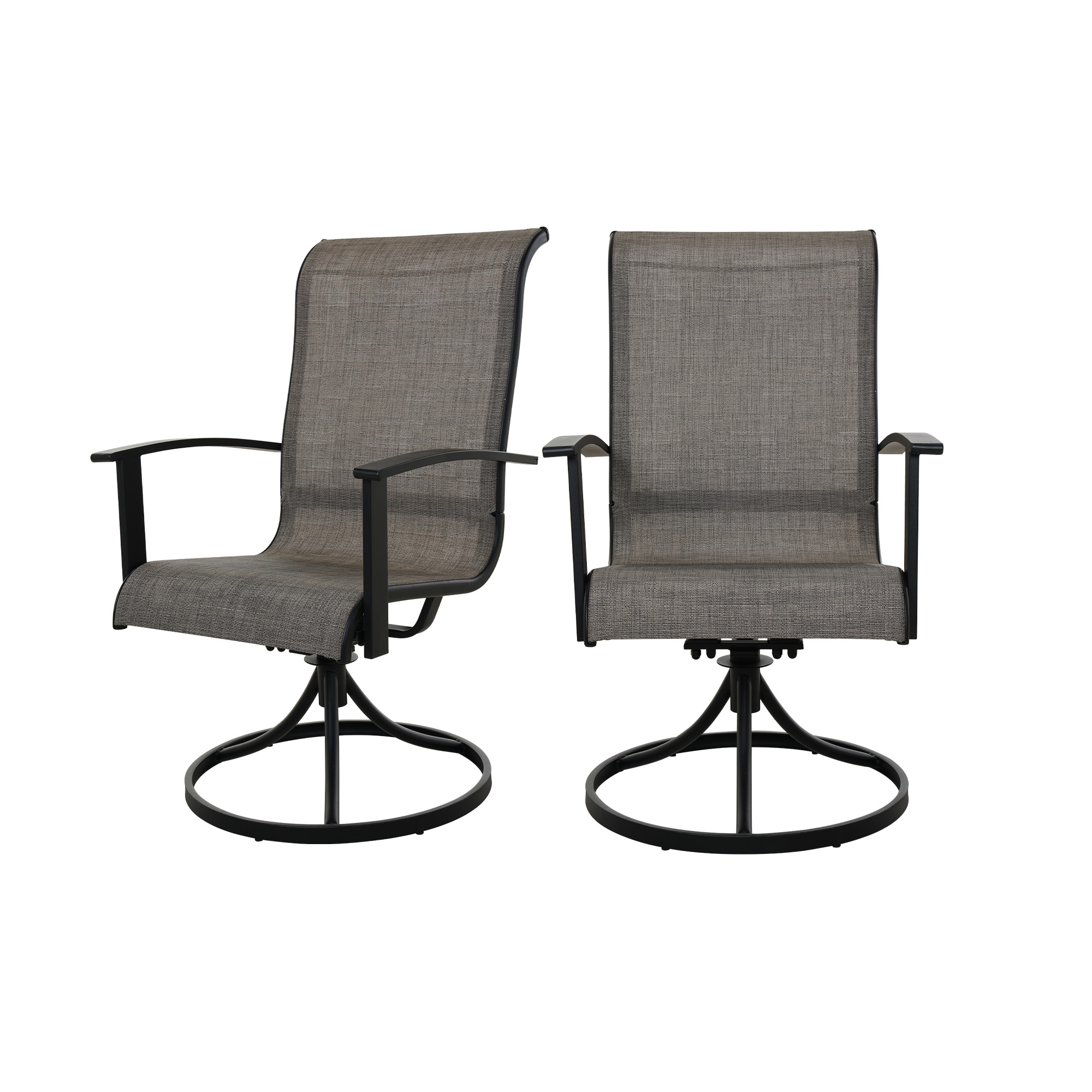 2 Piece Textilene 39 in. Detachable Swivel Formal Dining Chair