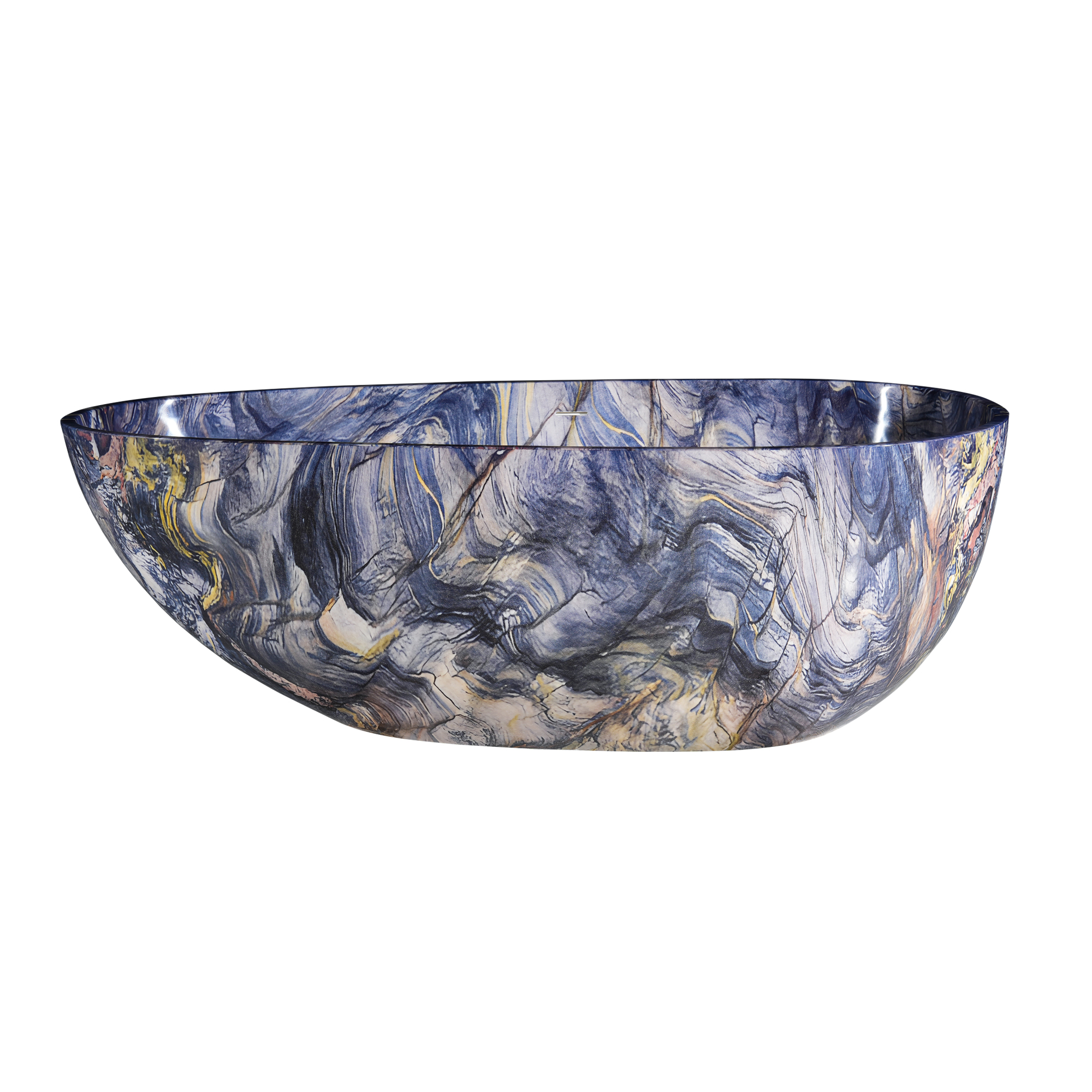 67” Egg-Shaped Solid Surface Marble Pattern Freestanding Bathtub