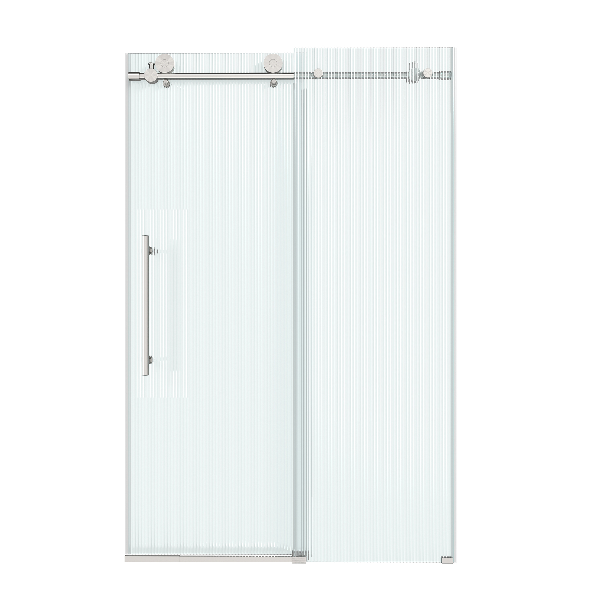 48"x76" Single Sliding Frameless Shower Door with 10mm Fluted Tempered Glass