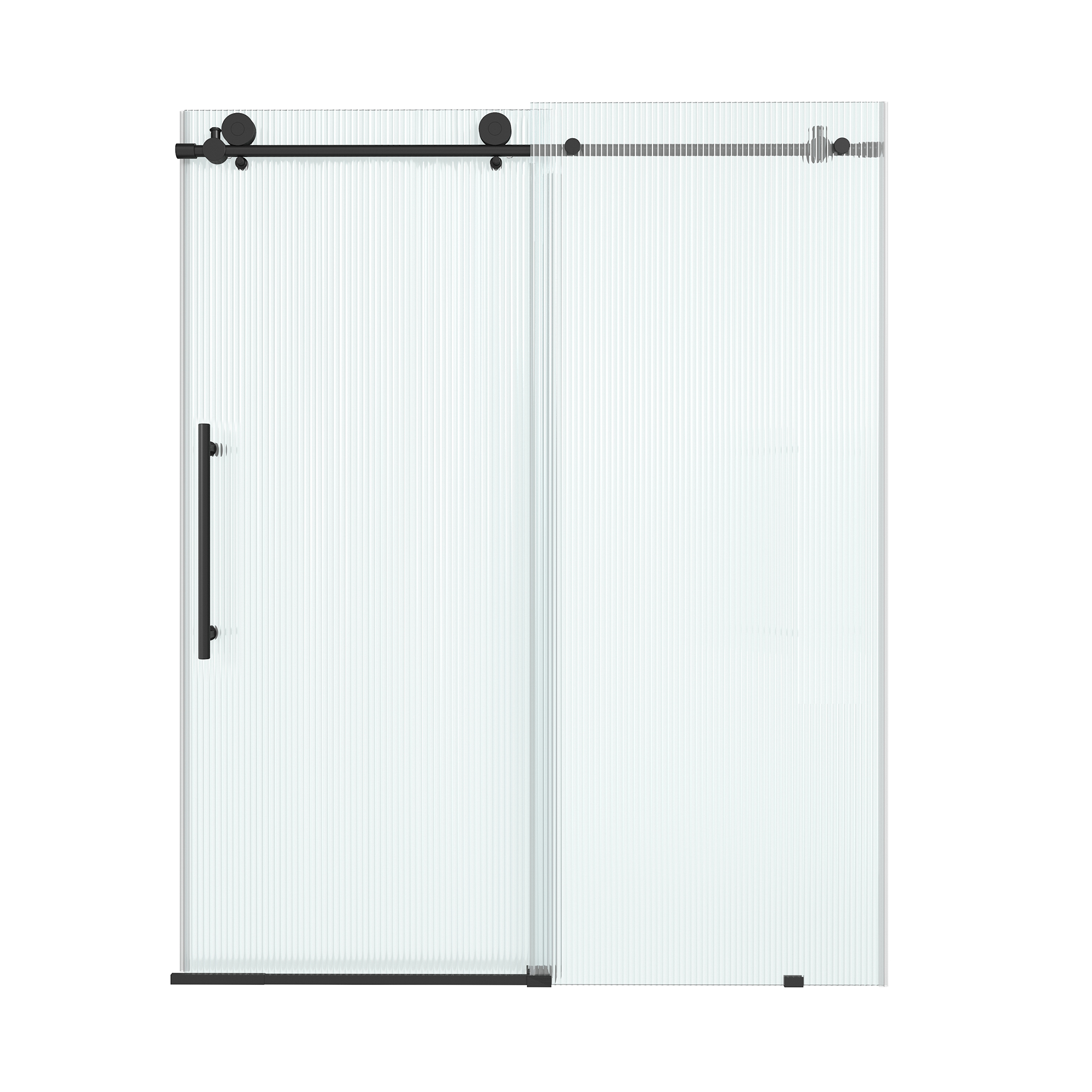 60"x76" Single Sliding Frameless Shower Door with SGCC Certified Fluted Tempered Glass