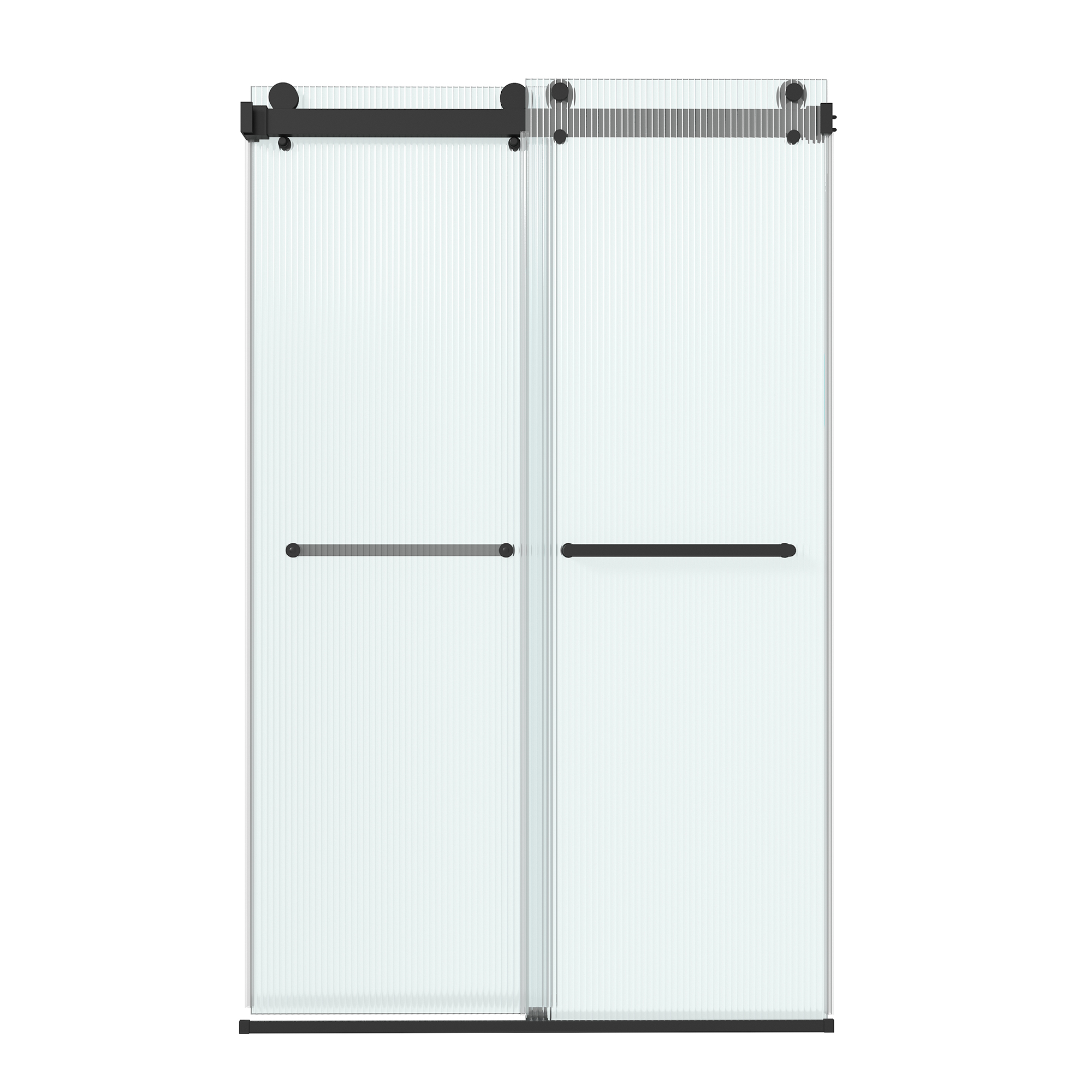 48"x76" Frameless Double Sliding Shower Door with 3/8" Fluted Glass