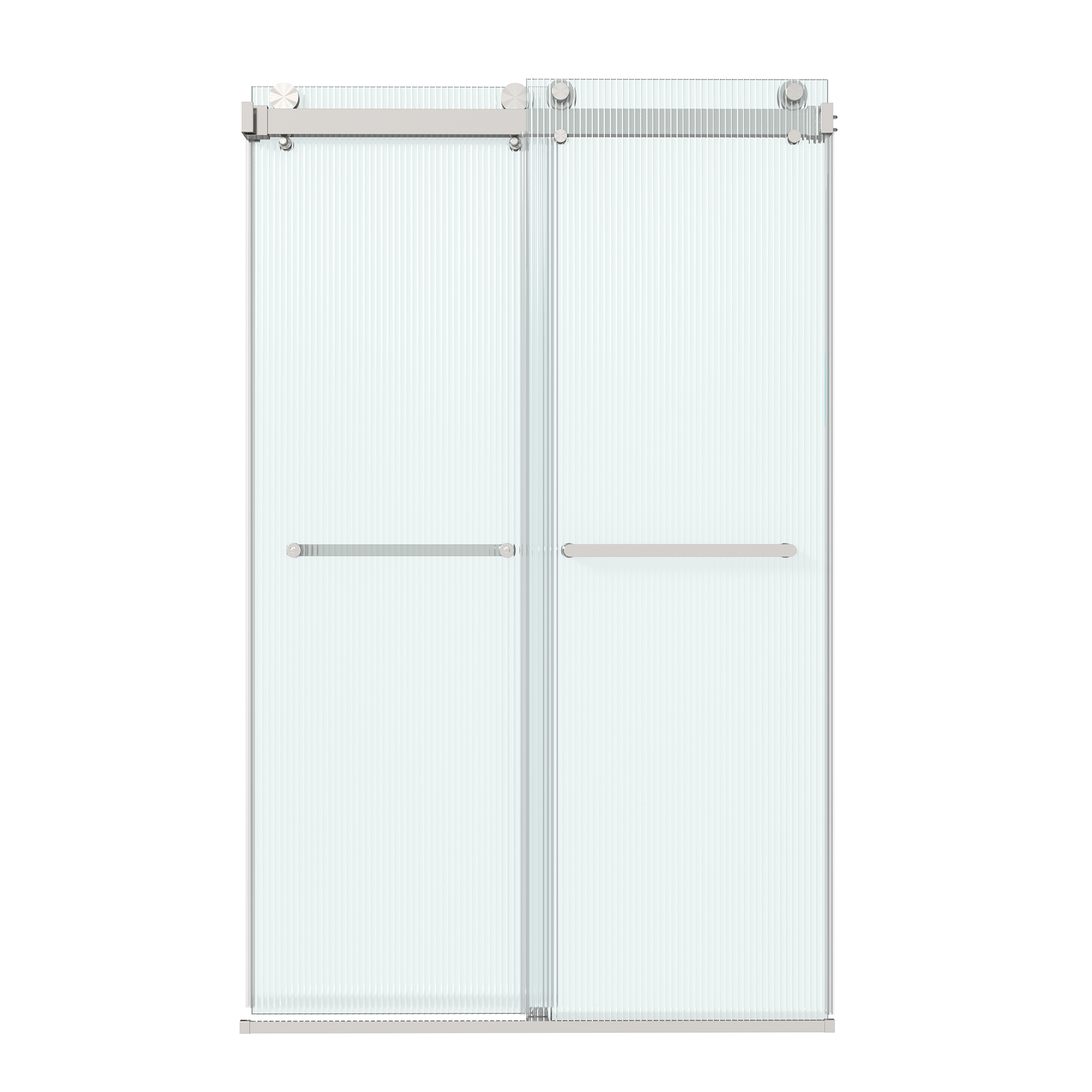 48"x76" Frameless Double Sliding Shower Door with 3/8" Fluted Glass