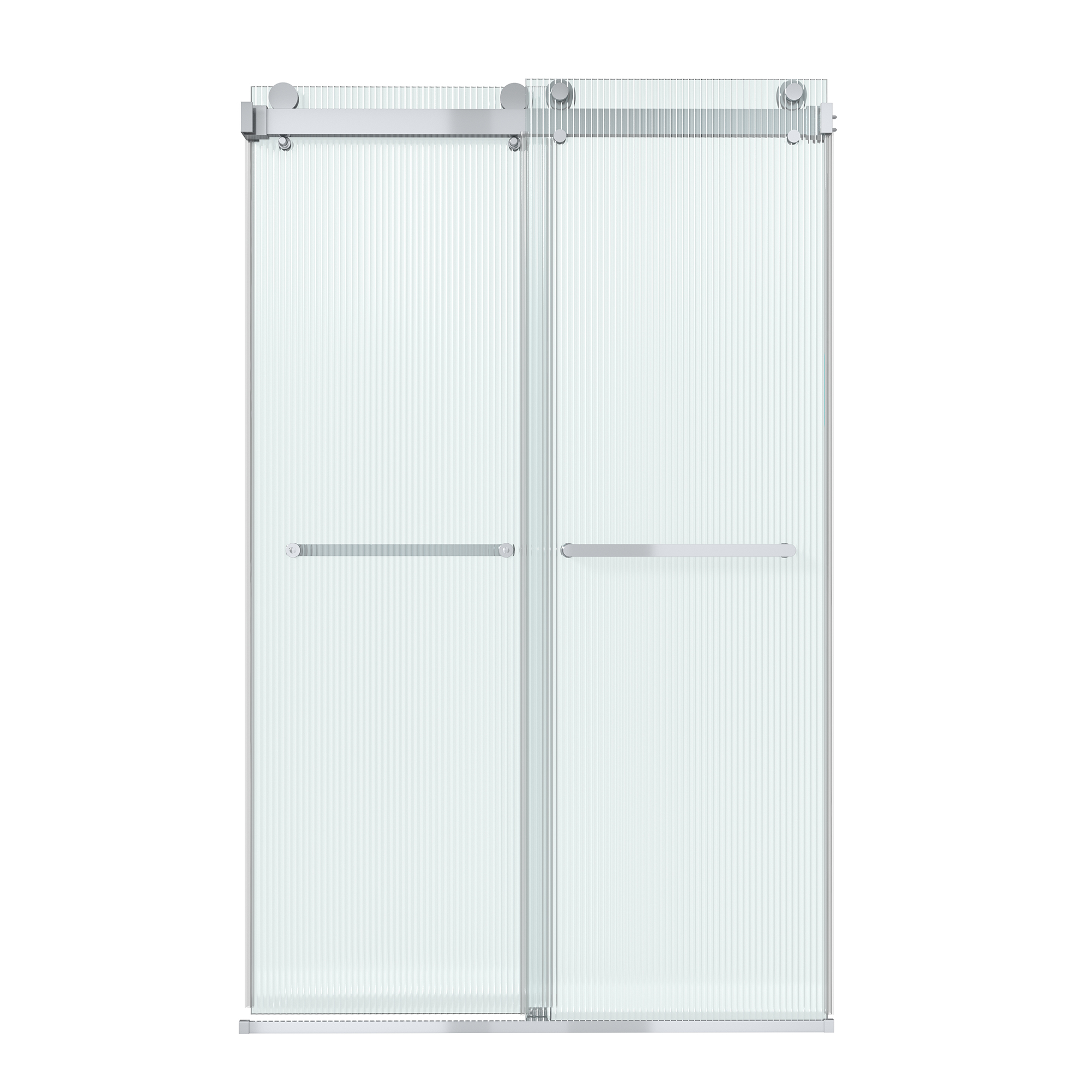 48"x76" Frameless Double Sliding Shower Door with 3/8" Fluted Glass