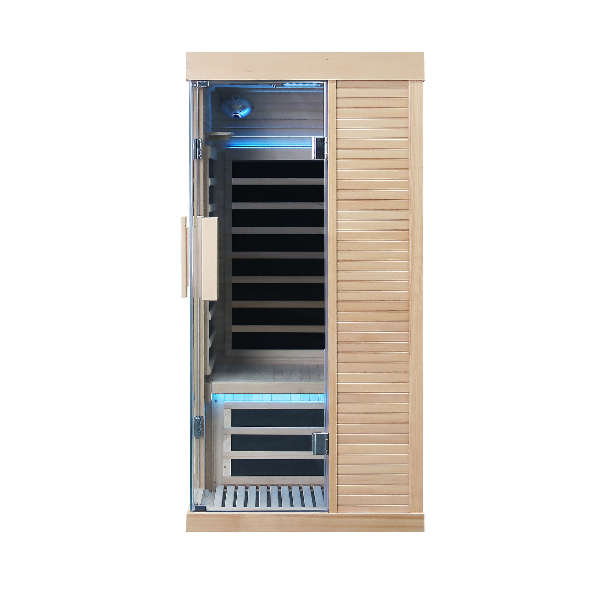 1-Person Home Infrared Sauna with Quick Assembly and Bluetooth Audio & LED Lights