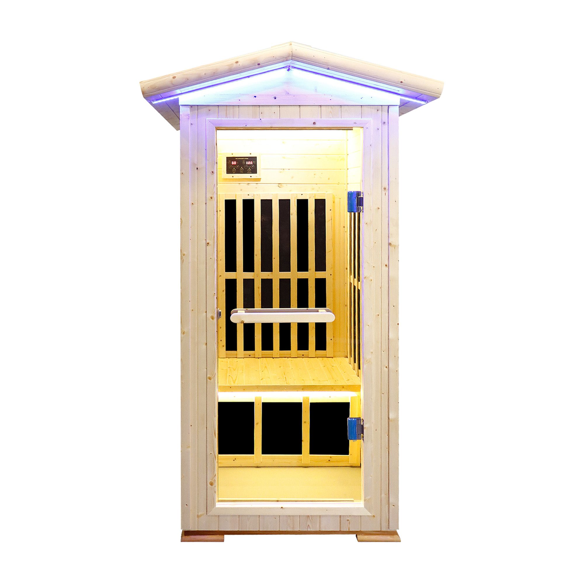 1-Person Spruce Outdoor Infrared Sauna with Bluetooth & Ambient Lighting