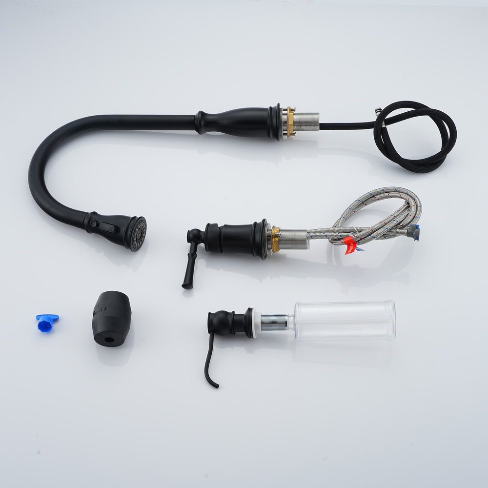 3-Hole Widespread Single-Handle Kitchen Faucet with 360° Swivel and 3-Function Spray