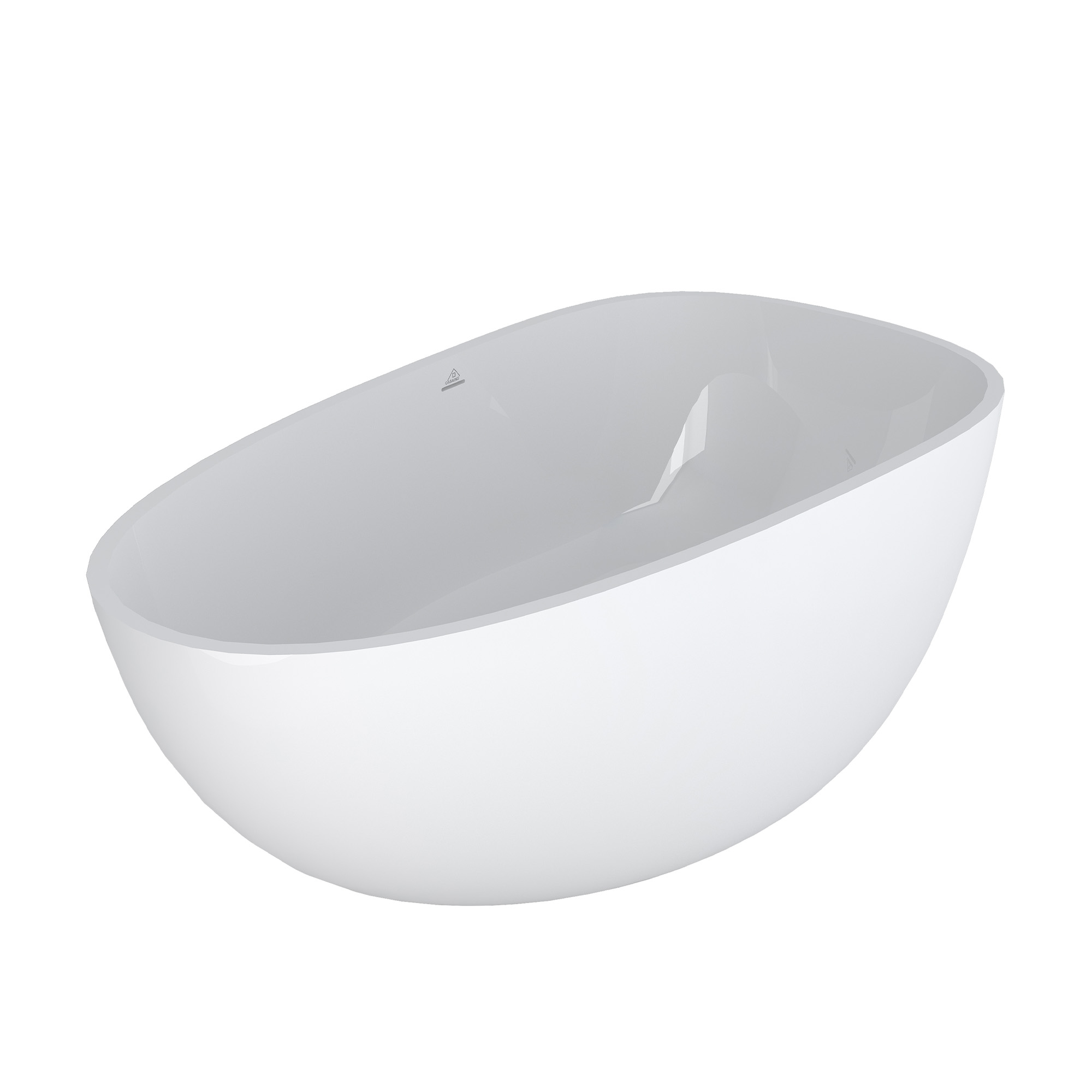59/67 Inch Glossy White Freestanding Solid Surface Egg Shaped Soaking