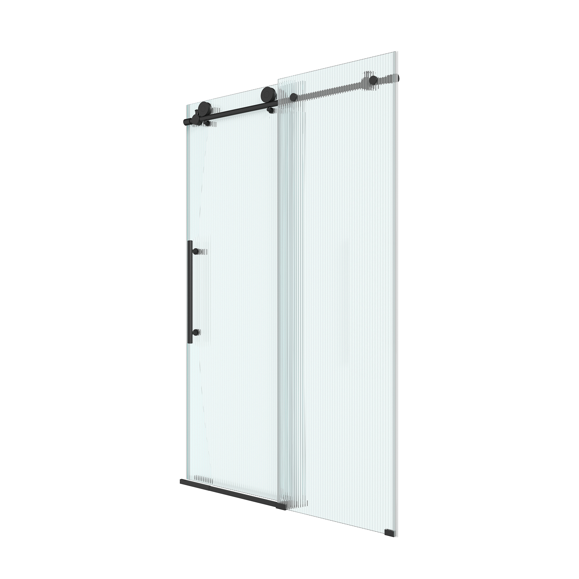 48"x76" Single Sliding Frameless Shower Door with 10mm Fluted Tempered Glass