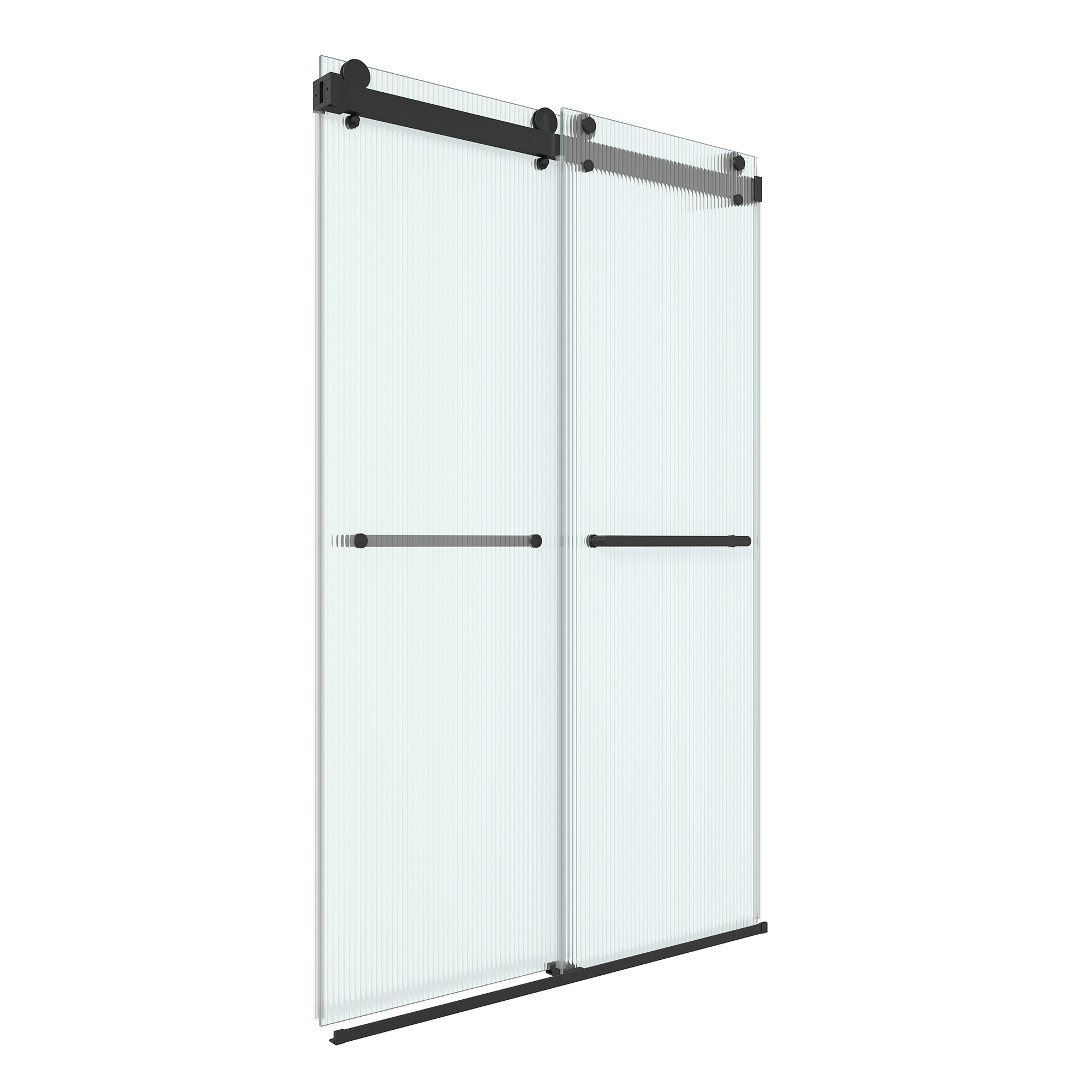 48"x76" Frameless Double Sliding Shower Door with 3/8" Fluted Glass