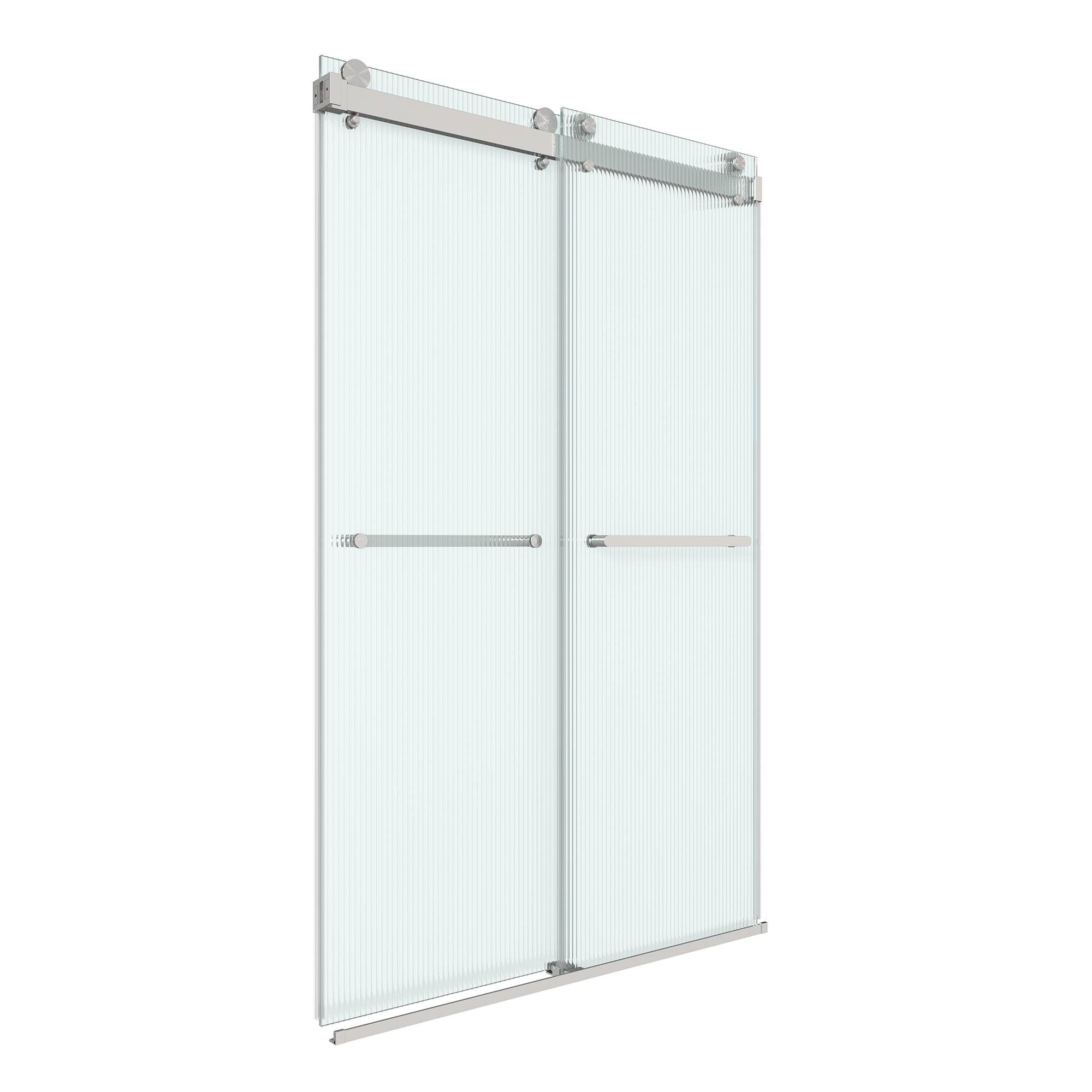 48"x76" Frameless Double Sliding Shower Door with 3/8" Fluted Glass