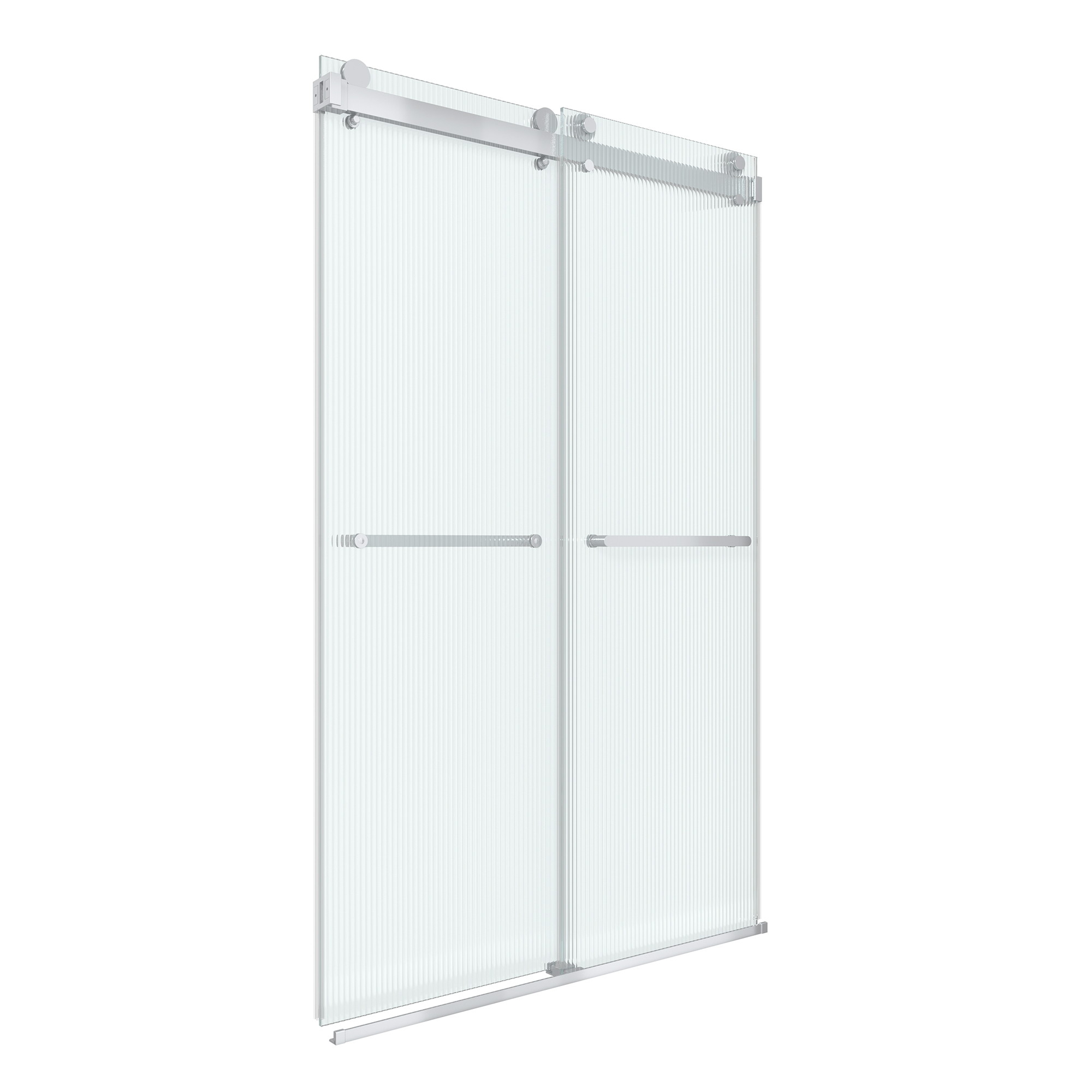 48"x76" Frameless Double Sliding Shower Door with 3/8" Fluted Glass