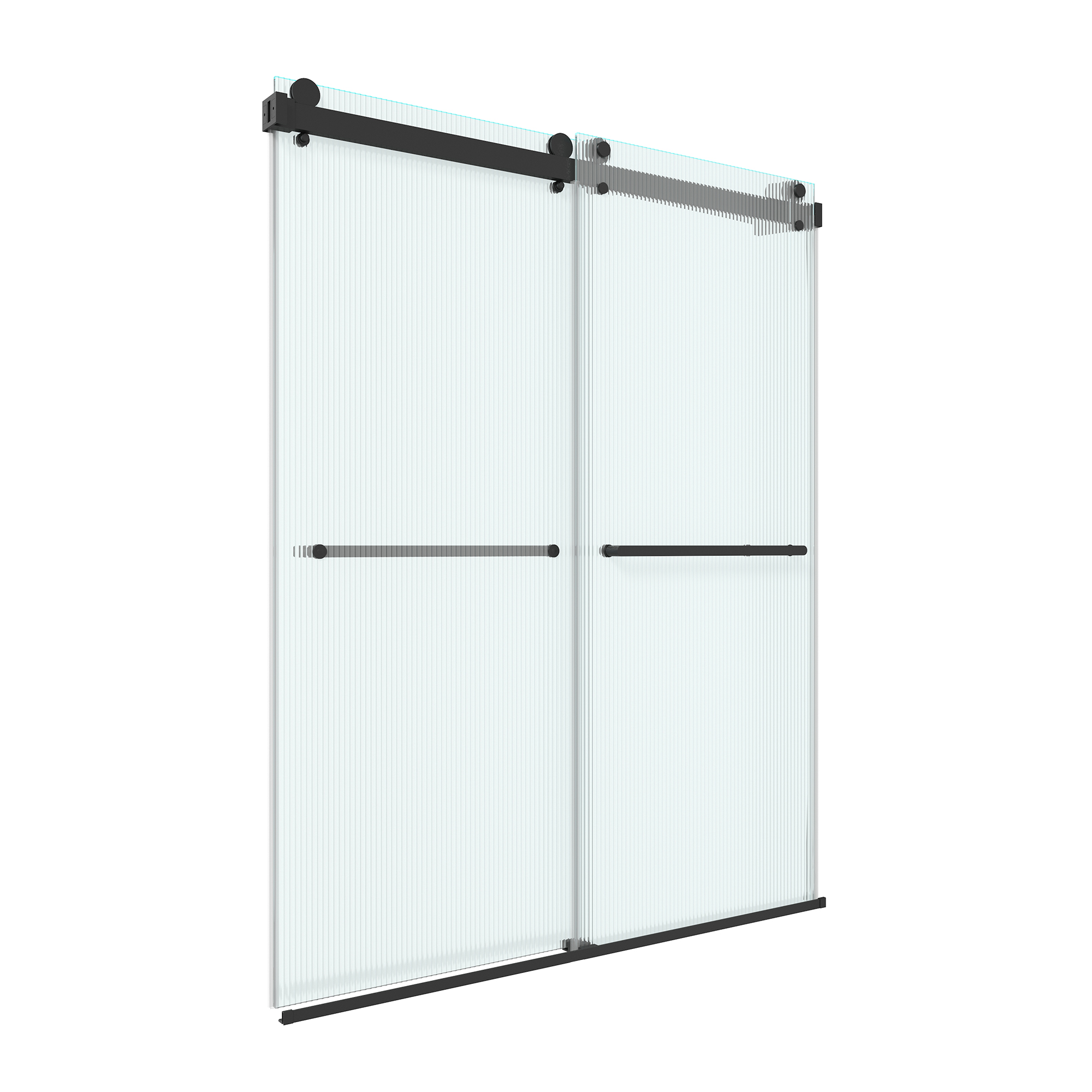 60"x76" Frameless Double Sliding Shower Door with Two Horizontal Towels