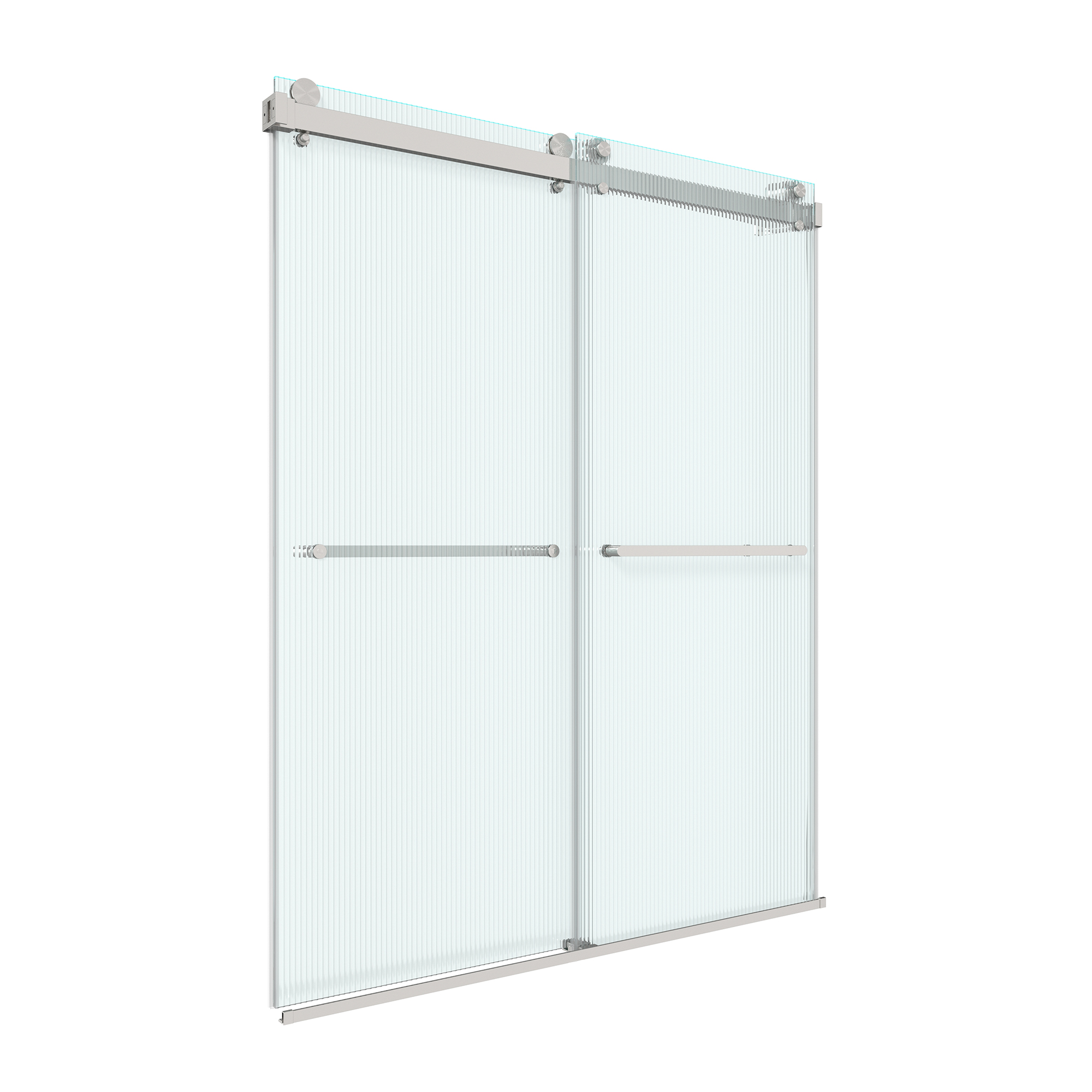 60"x76" Frameless Double Sliding Shower Door with Two Horizontal Towels