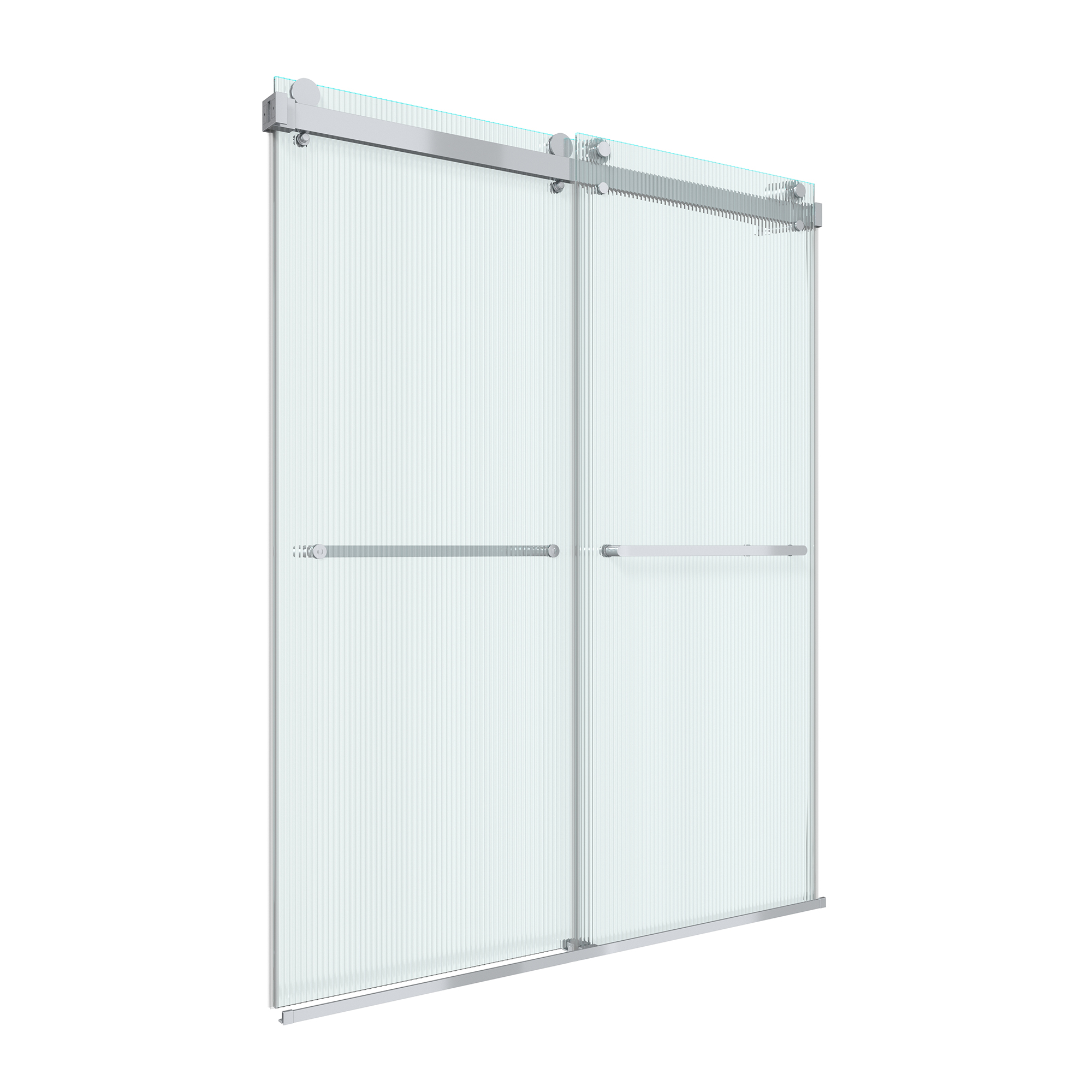 60"x76" Frameless Double Sliding Shower Door with Two Horizontal Towels