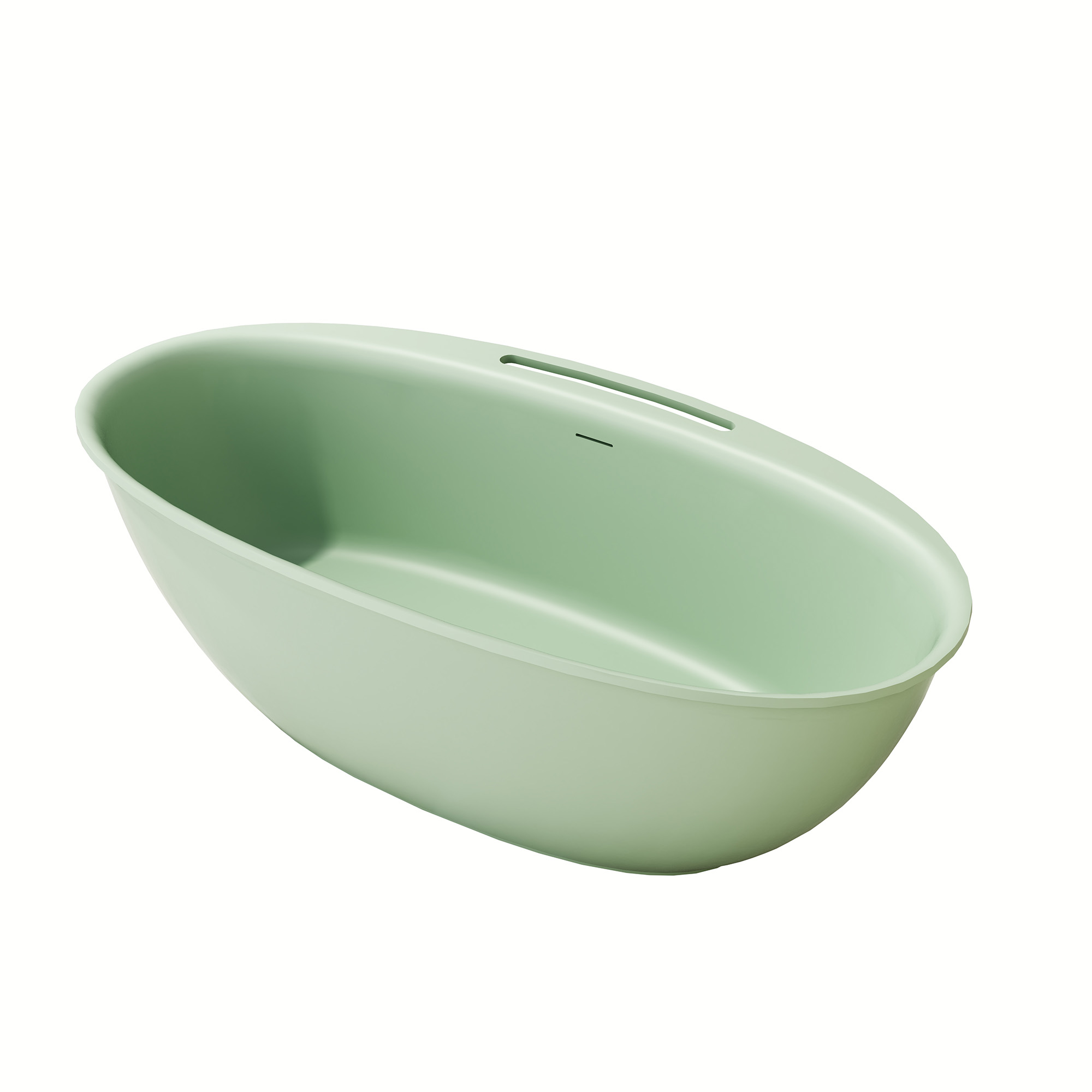 63"/67" Solid Surface Freestanding Matte Bathtub with Rim Towel Slot