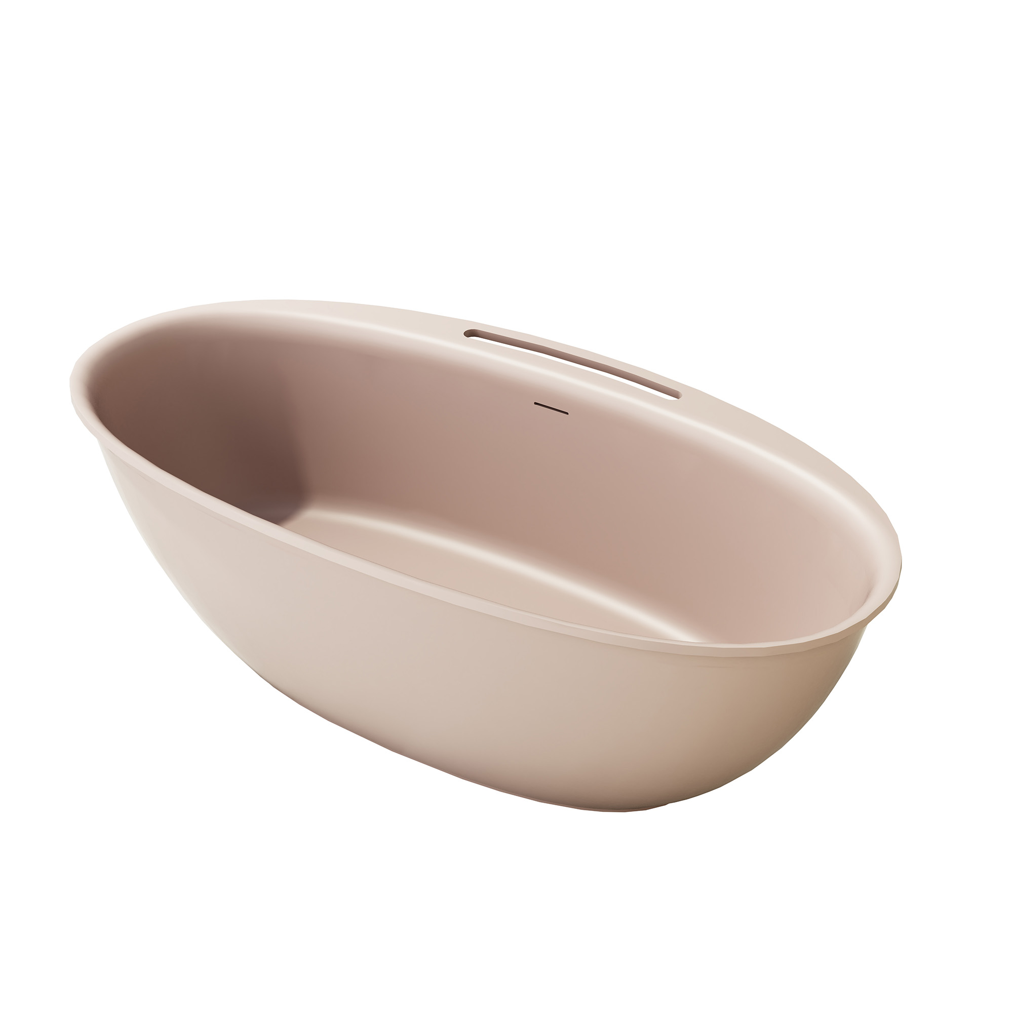 63"/67" Solid Surface Freestanding Matte Bathtub with Rim Towel Slot