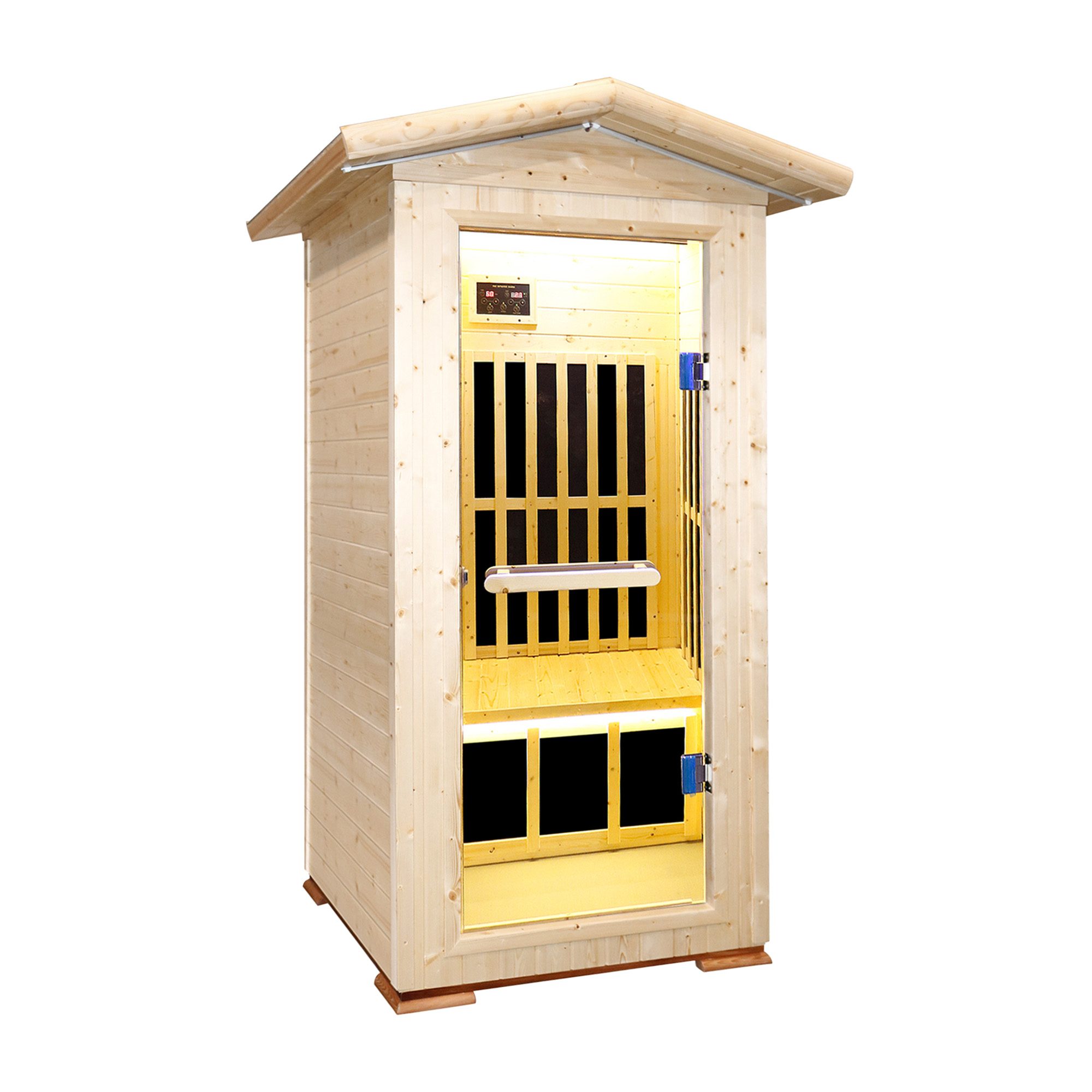 1-Person Spruce Outdoor Infrared Sauna with Bluetooth & Ambient Lighting