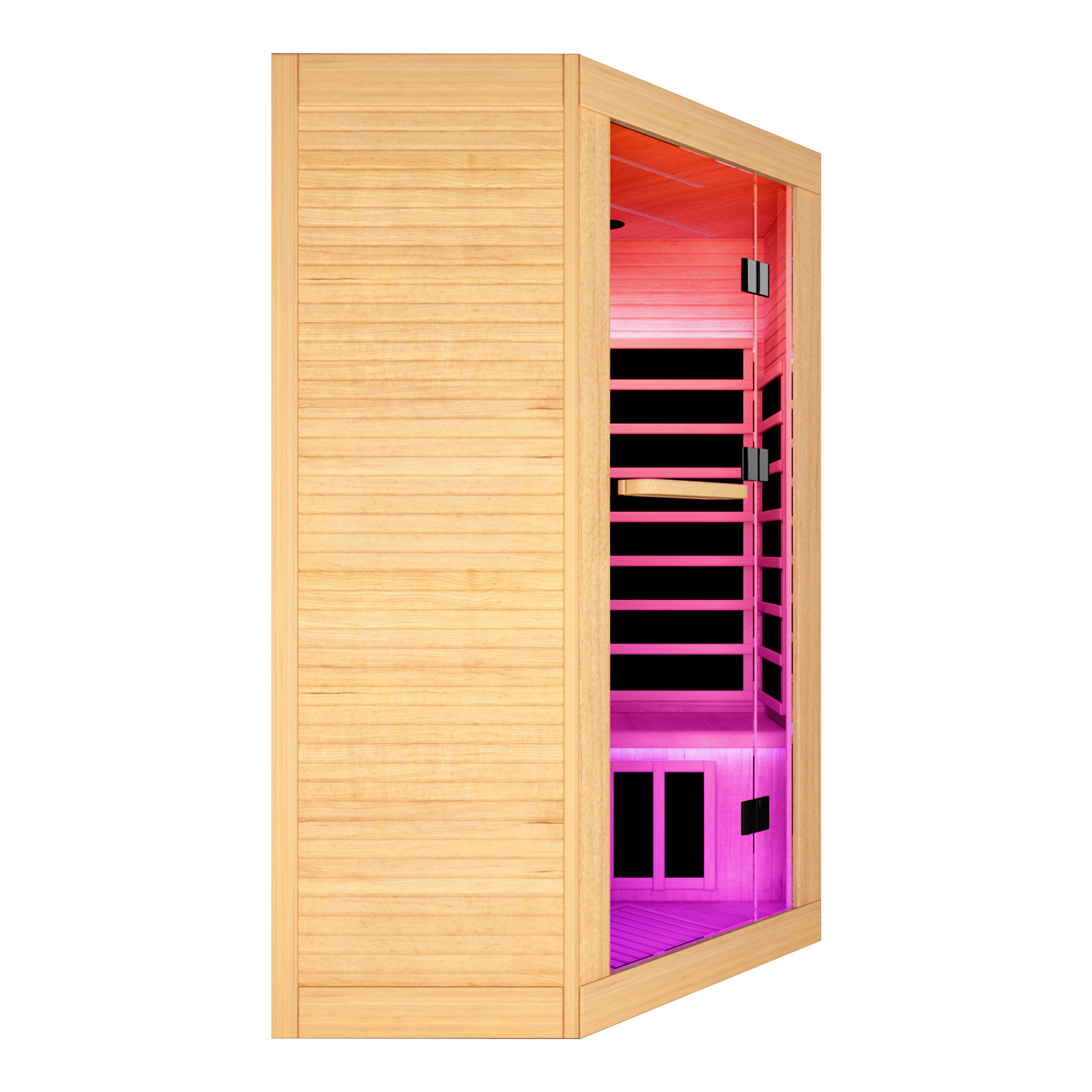 Canadian Hemlock 2-Person Infrared Corner Sauna with Chromotherapy & Bluetooth