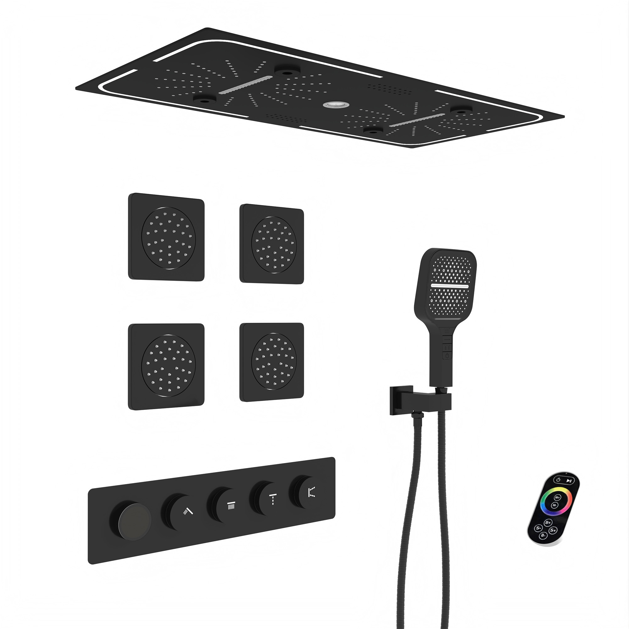 27.55*13.78 inch 4-Function Luxury Digital Shower System with LED & Bluetooth