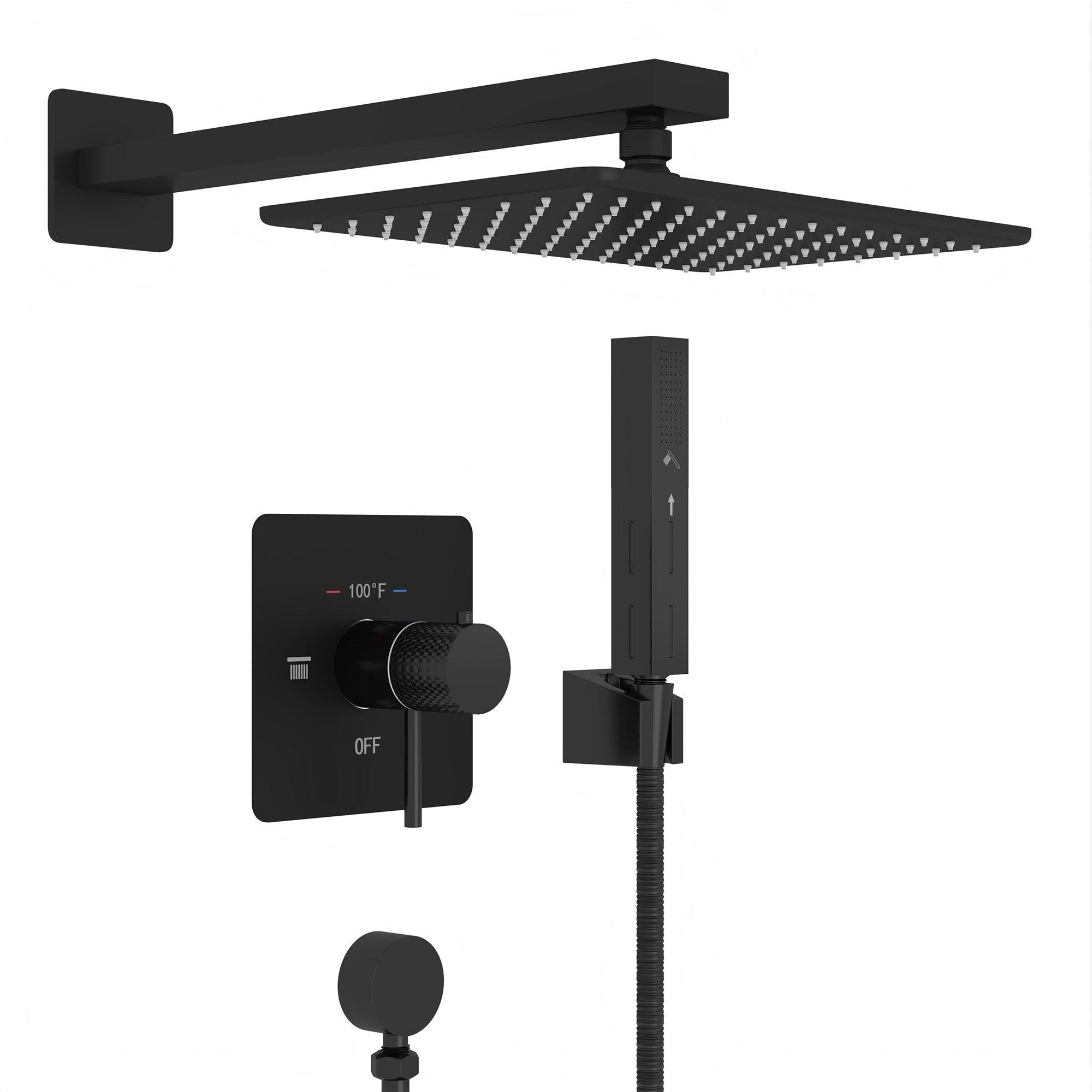 11.8*7.8 inch Coaxial Thermostatic Shower System with 2-Function Handheld