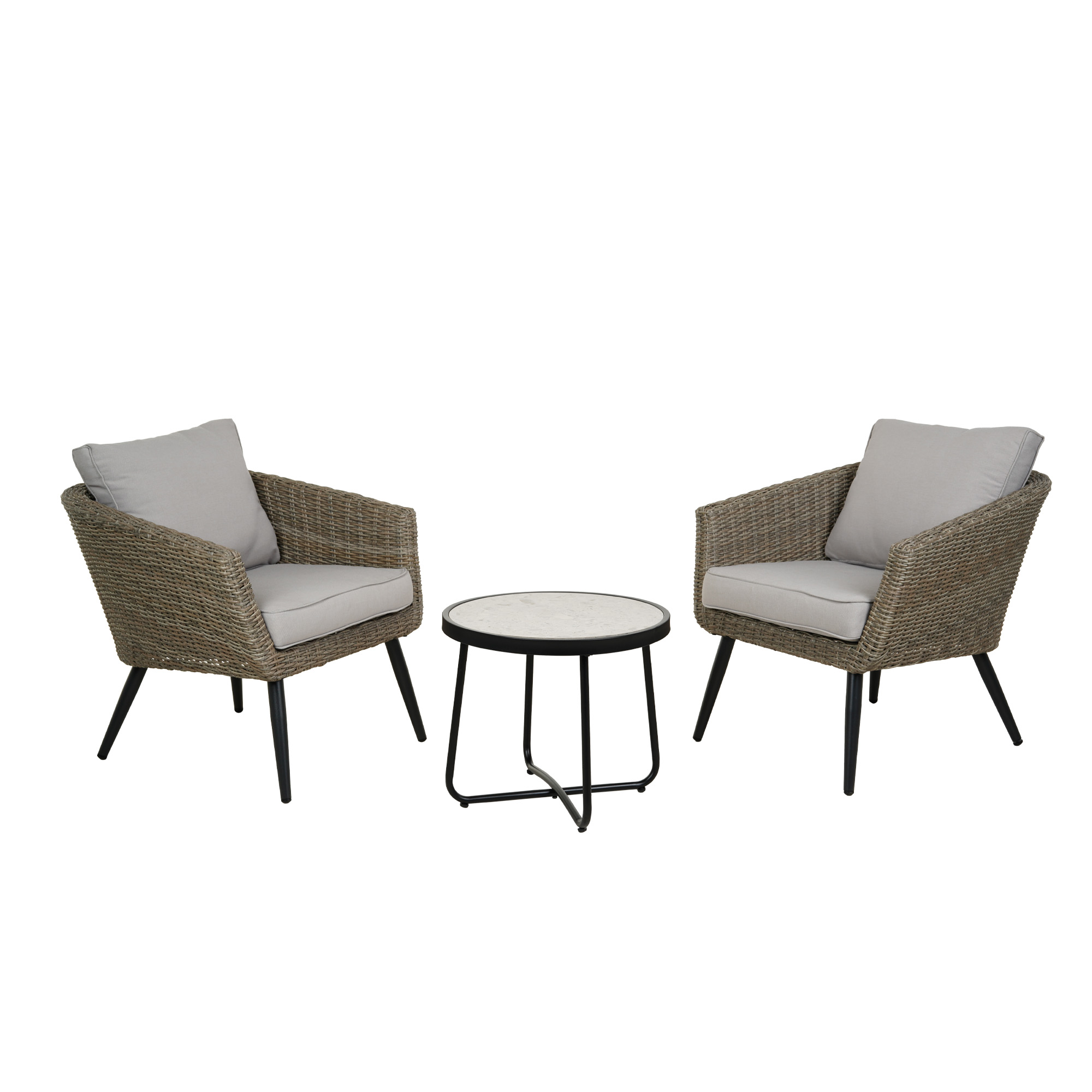 All-Aluminum Rattan Chair Chat Three-Piece Set with Cushion
