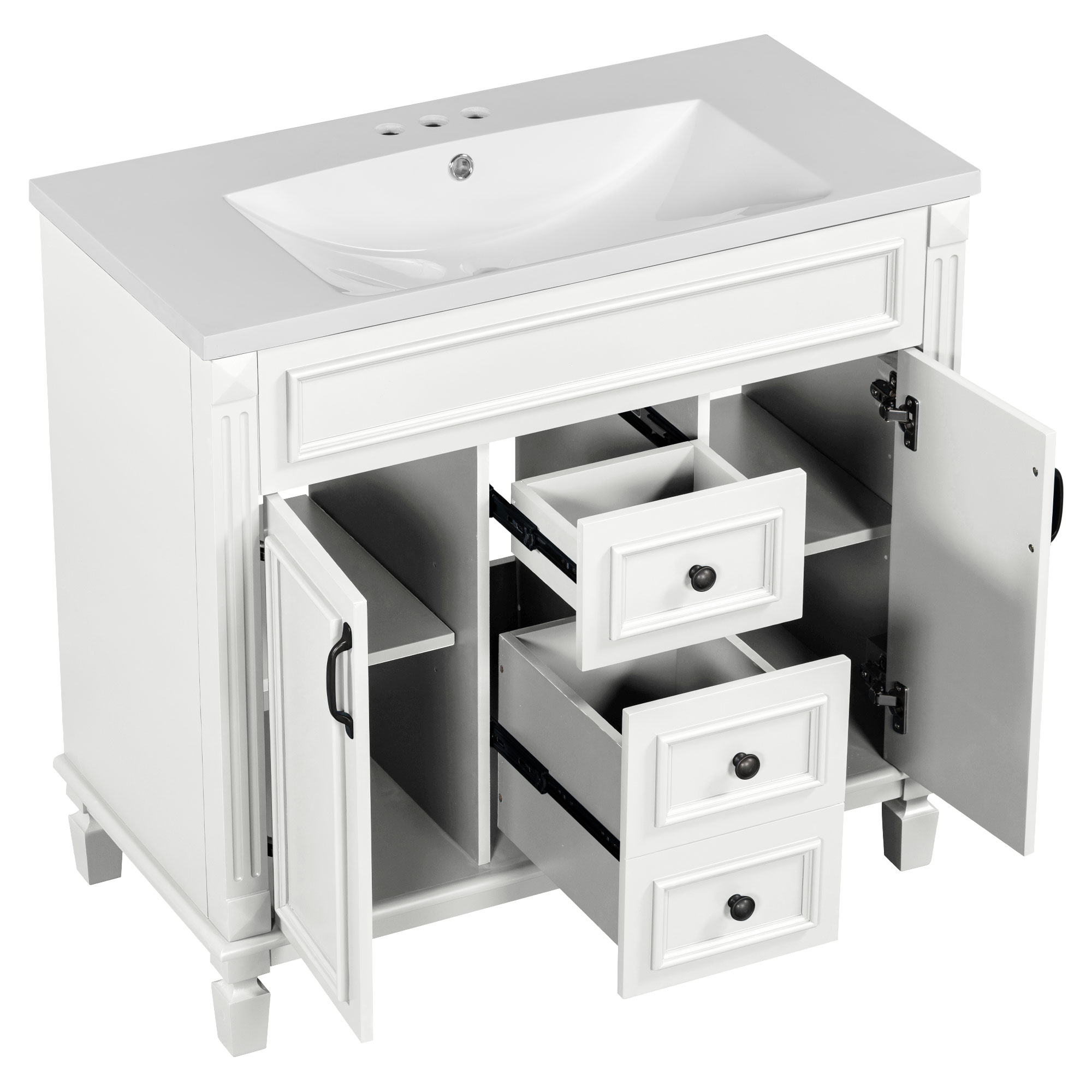 36'' Single Sink Freestanding Bathroom Vanity with 2 Soft Closing Doors and 2 Drawers