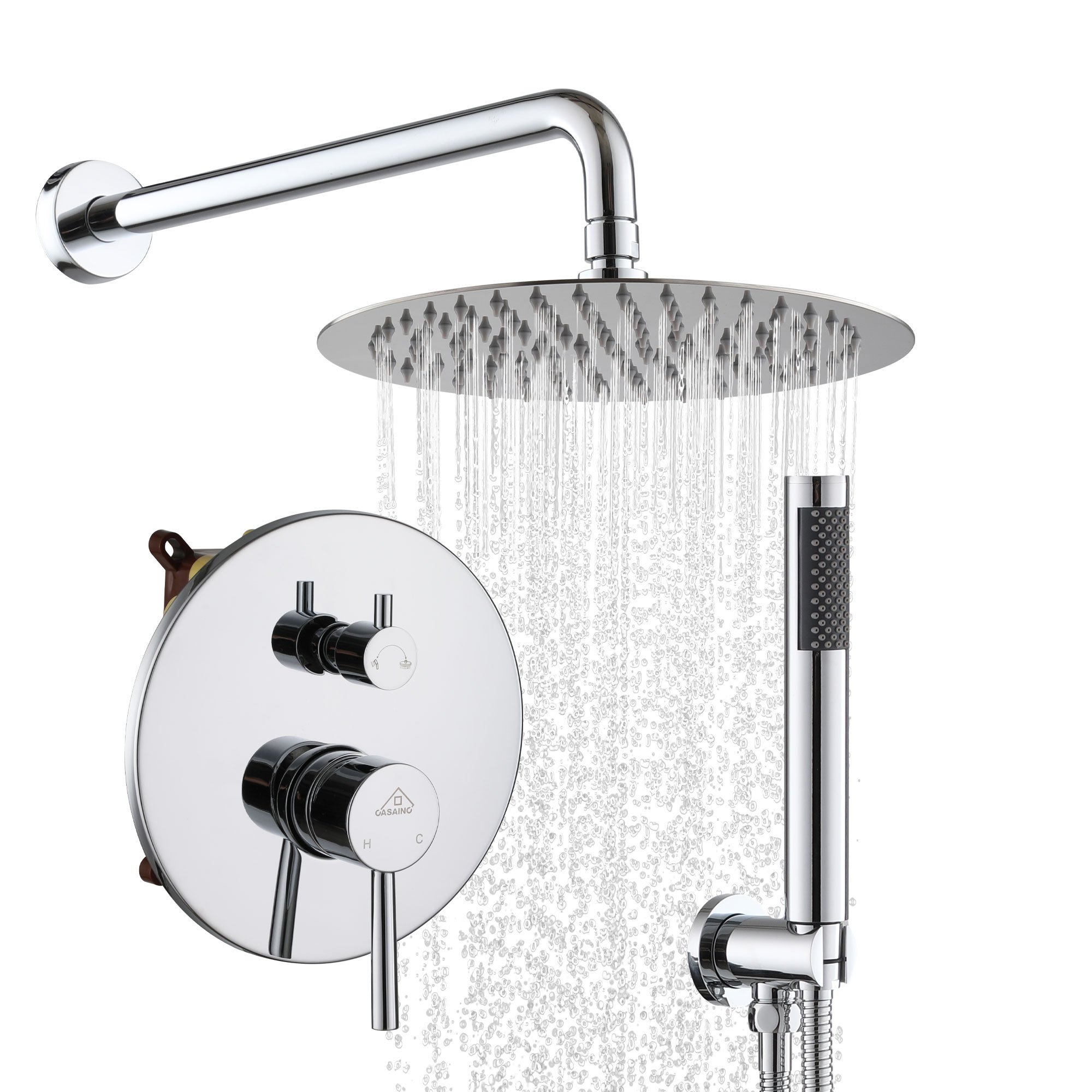10" Wall Mount Water Saving Rain Shower Head System with Handheld