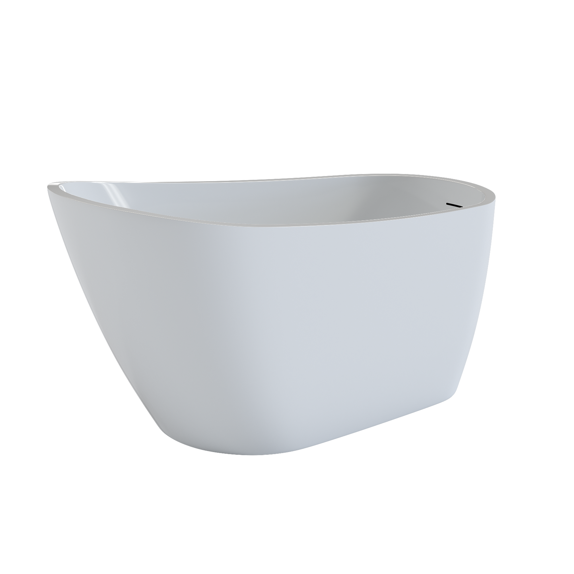 59" Glossy White Acrylic Freestanding Soaking Bathtub with Pop-Up Drain and Integrated Overflow